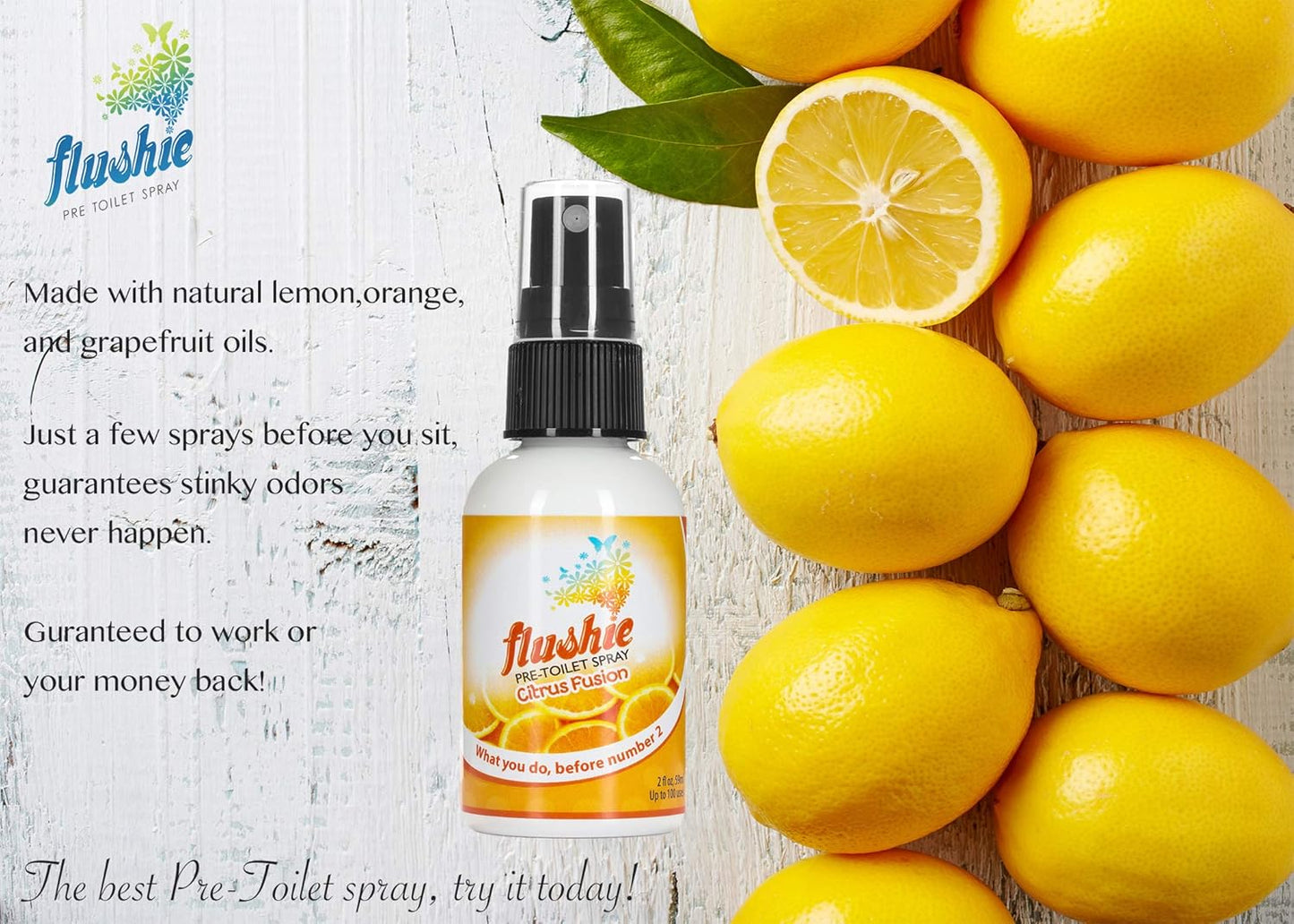 Flushie Pre-Toilet Spray Travel Size Toiletries Bathroom Spray for Toilet Deodorizer - Poop Odor Eliminator 4oz (Assorted Mix, 3 Pack)