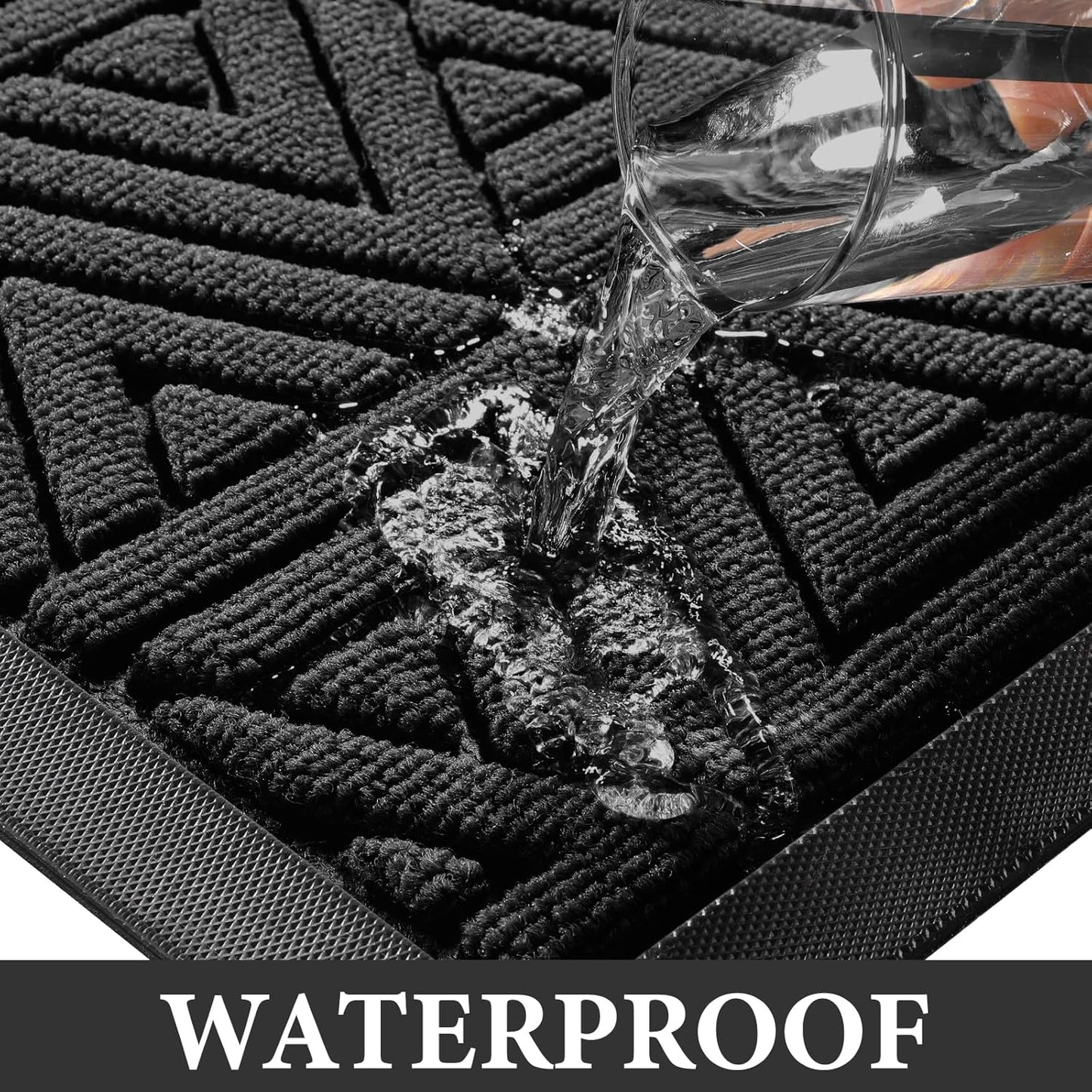 Yimobra Outdoor Mats for Front Door 29.5x17, All-Weather Waterproof Non-Slip Outdoor Door Mat Outside Eentrance, Garage/Patio Entryway Indoor Doormat, Easy Clean, Black