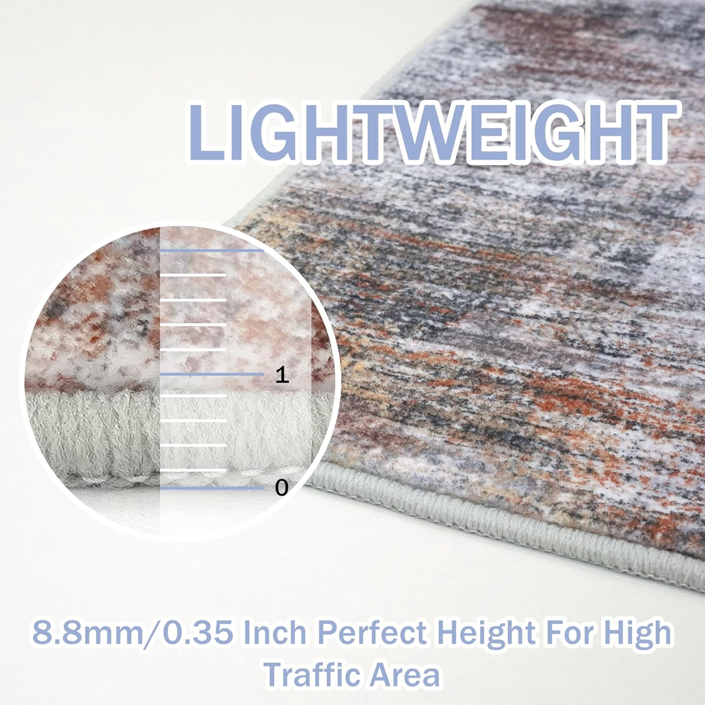 IOHOUZE Abstract Area Rug 3x5 Ft Washable Rugs for Entryway Indoor, Non Slip Kitchen Rug Printed Faux Wool Throw Rugs, Indoor Door Mat for Door Entrance Foyer Living Room, Orange Grey