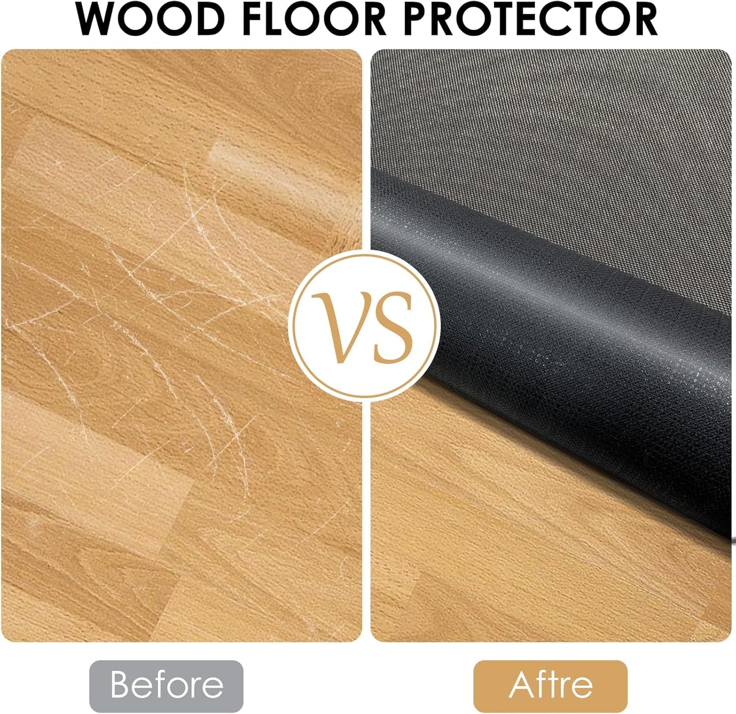 Kuyal Office Chair Mat for Hardwood Floor, 36" x 48" Heavy Duty Desk Chair Mat for Office & Home, Anti Slip, Non-Curve Computer Chair Protector Mat, Light Brown