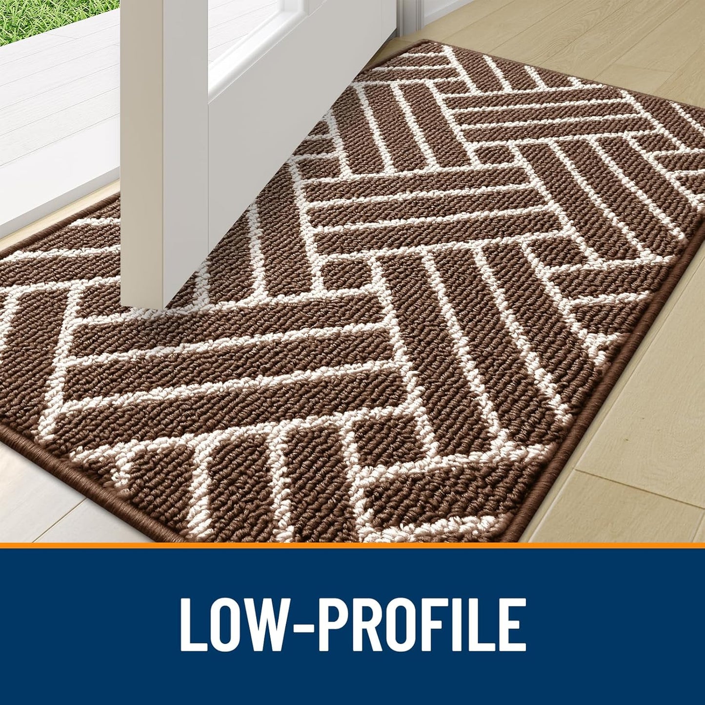 OLANLY Indoor Door Mat, 32x20 Inch, Dirt Resistant and Absorbent, Non-Slip Rubber Backing Floor Mats, Easy Clean Low-Profile Doormat for Entryway, Front Door, and Inside Entrance, Coffee