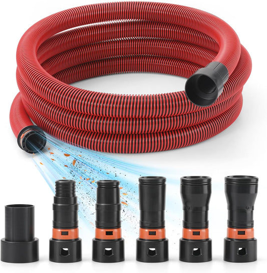 Klabb 16 Feet Dust Collection Hose Kit for Home and Shop Vacuums System with 6 Adapters of Woodworking Power Tool and Sander,Compatible with Multi-Brands Power Tool Adapter Set for Dust Collection
