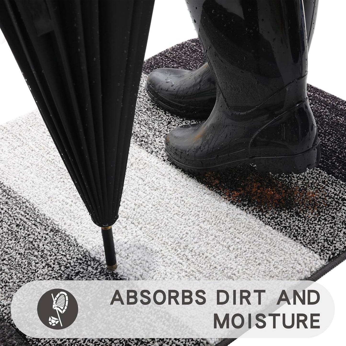 Kitinjoy Indoor Outdoor Door Mat, 59x20 Non-Slip Absorbent Dirt Trapper, Low-Profile Washable Inside Entrance Front Floor Mat, Sturdy Soft Entry Doormats for Entryway, Grey