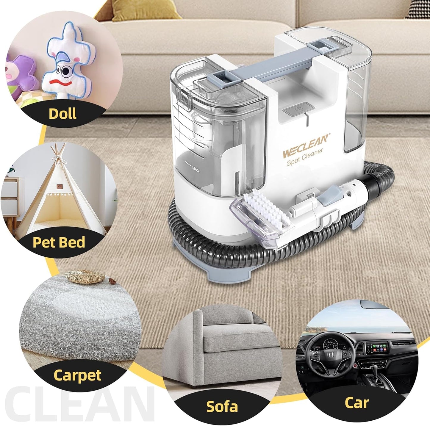 WECLEAN C1 Portable Extractor for Couch and Carpet Cleaner Upholstery Cleaner for Deep Cleaning