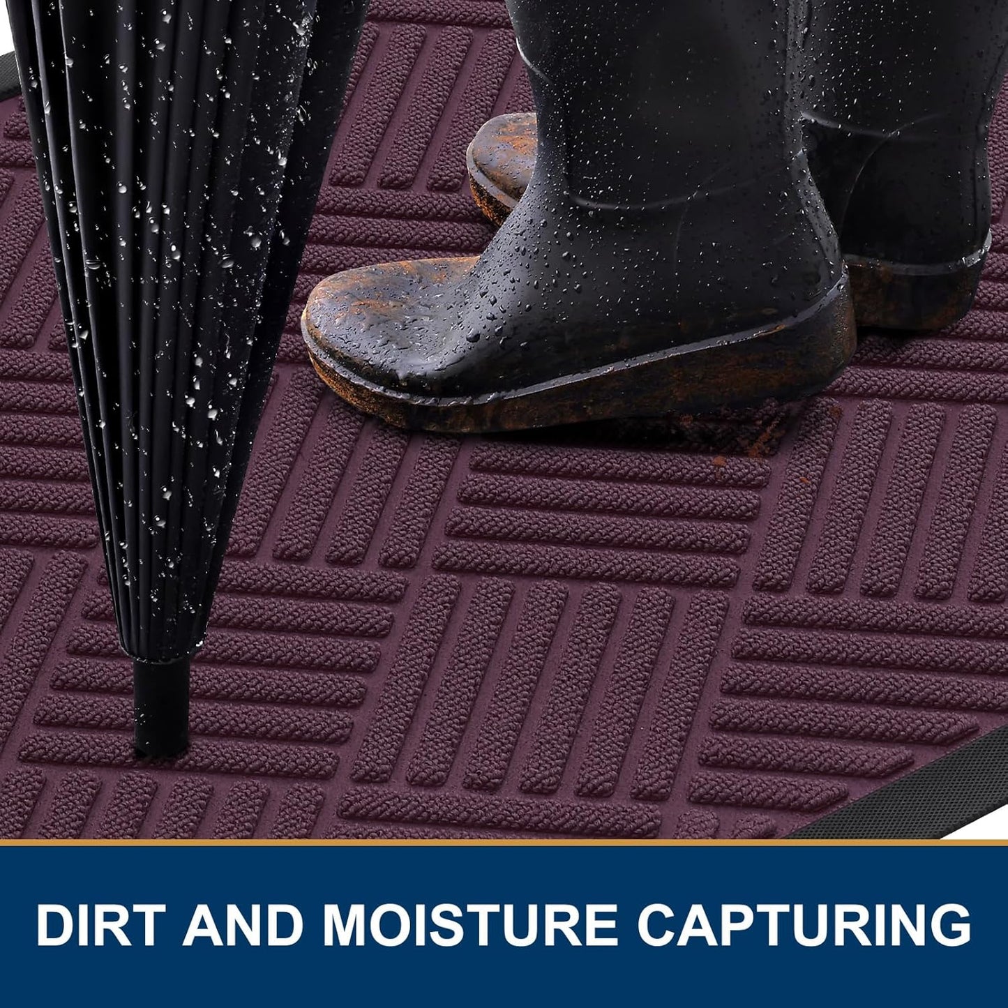 Smiry Front Door Mat Outside Entrance, Heavy Duty Outdoor Indoor Mat, Natural Rubber Doormat, Non Slip, Trap Dirt and Moisture, Easy Clean, Low Profile Patio Porch Entryway Mat, 29.5x17, Violet