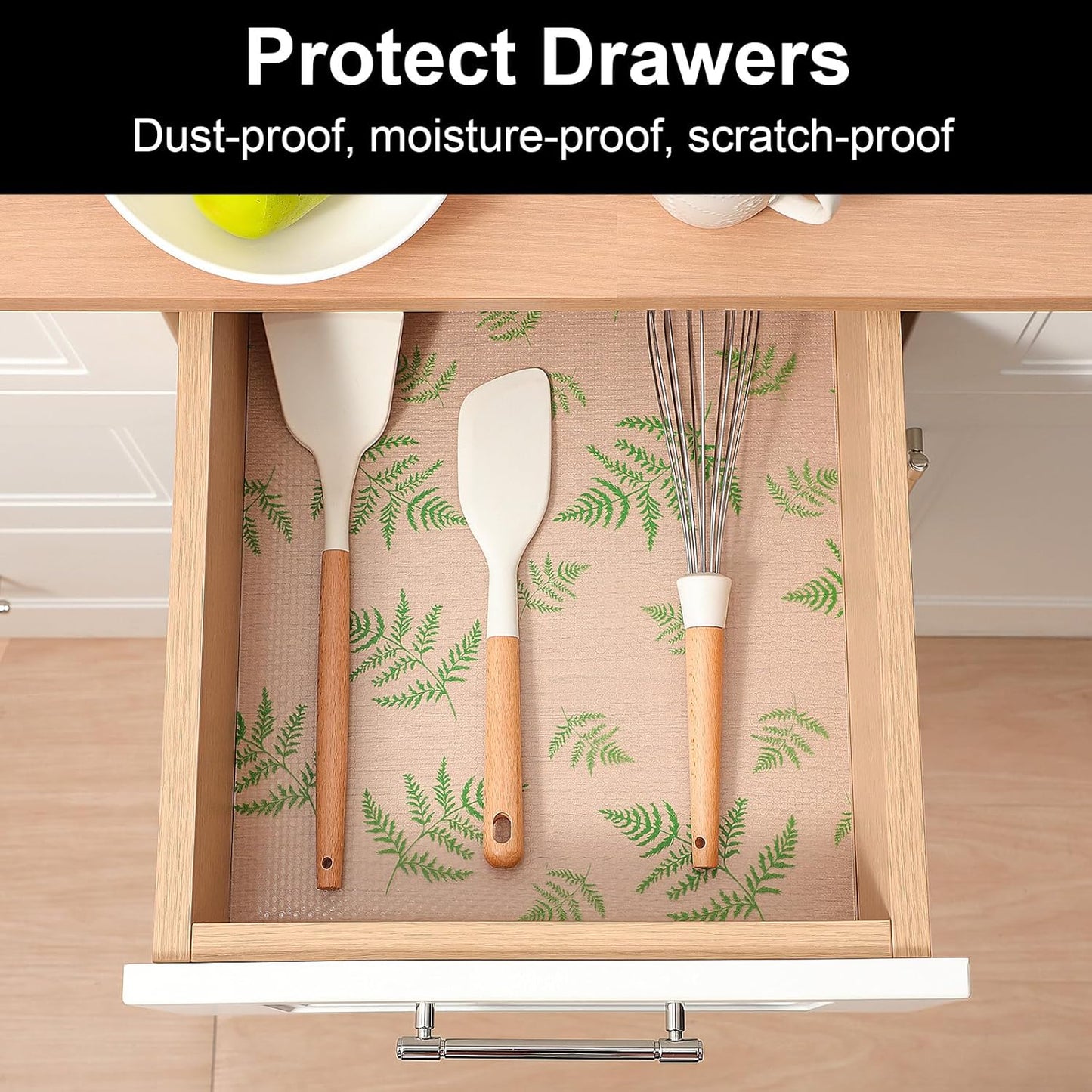 Cooyes Shelf Liner Drawer Liners, Shelf Liners for Kitchen Cabinets, Non-Adhesive Cabinet Liner, EVA Waterproof Non-Slip Refrigerator Liners for Kitchen Drawers