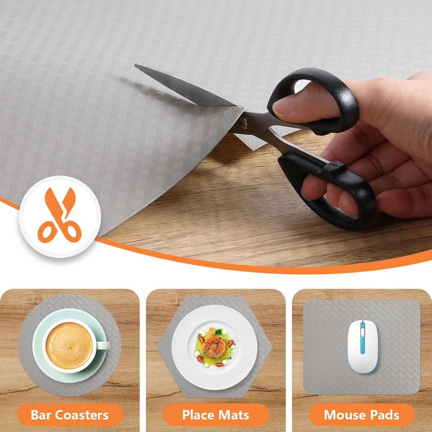 Light Gray Shelf Liners for Kitchen Cabinets Refrigerator Liners Waterproof & Oil-Proof Kitchen Cupboard Liner Drawer Mats EVA Material Non Adhesive Fridge Liner for Shelves 23.6 x 157.4 Inches