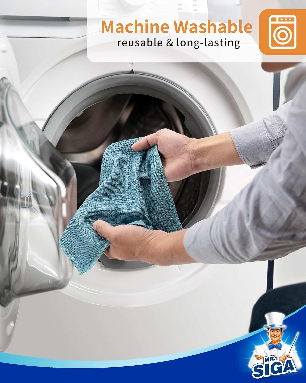 MR.SIGA Microfiber Cleaning Cloth, All-Purpose Microfiber Towels, Streak Free Cleaning Rags, Pack of 15, Light Teal, Size 30 x 30 cm(11.8 x 11.8 inch)