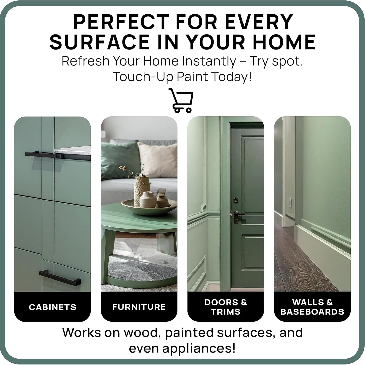 spot. Touch-Up Paint | Matte Finish for Cabinets, Walls, Doors & Furniture | Multi-Tone Green Repair Kit | Quick-Dry, Self-Priming, Low-Odor, Eco-Friendly | No-Sanding or Primer Needed | 3 Pack