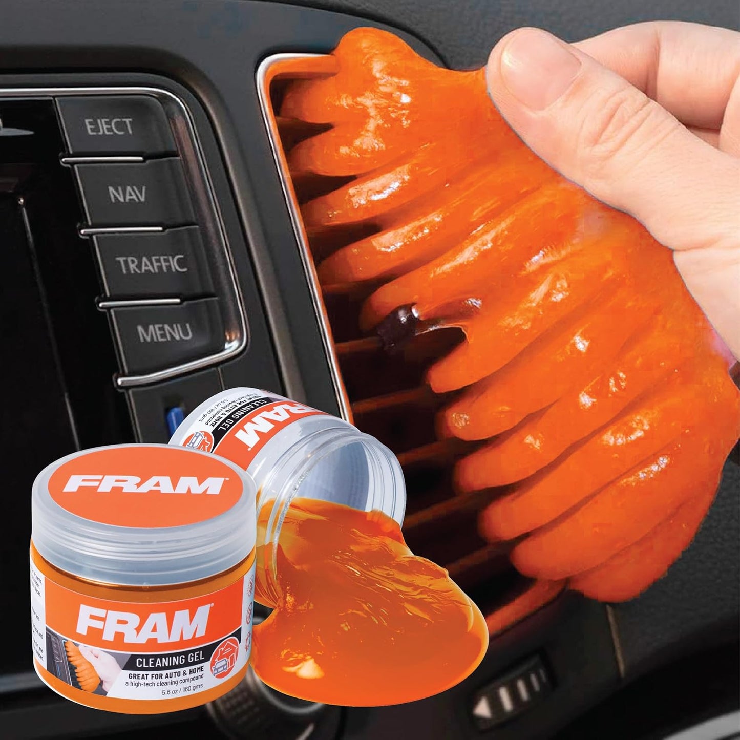 FRAM FEK40007AM Cleaning Gel for Car, Great for Auto and Home, Interior Cleaning Slime for Bike, Keyboards, Remotes, etc, 5.6oz (160 g), 2pk