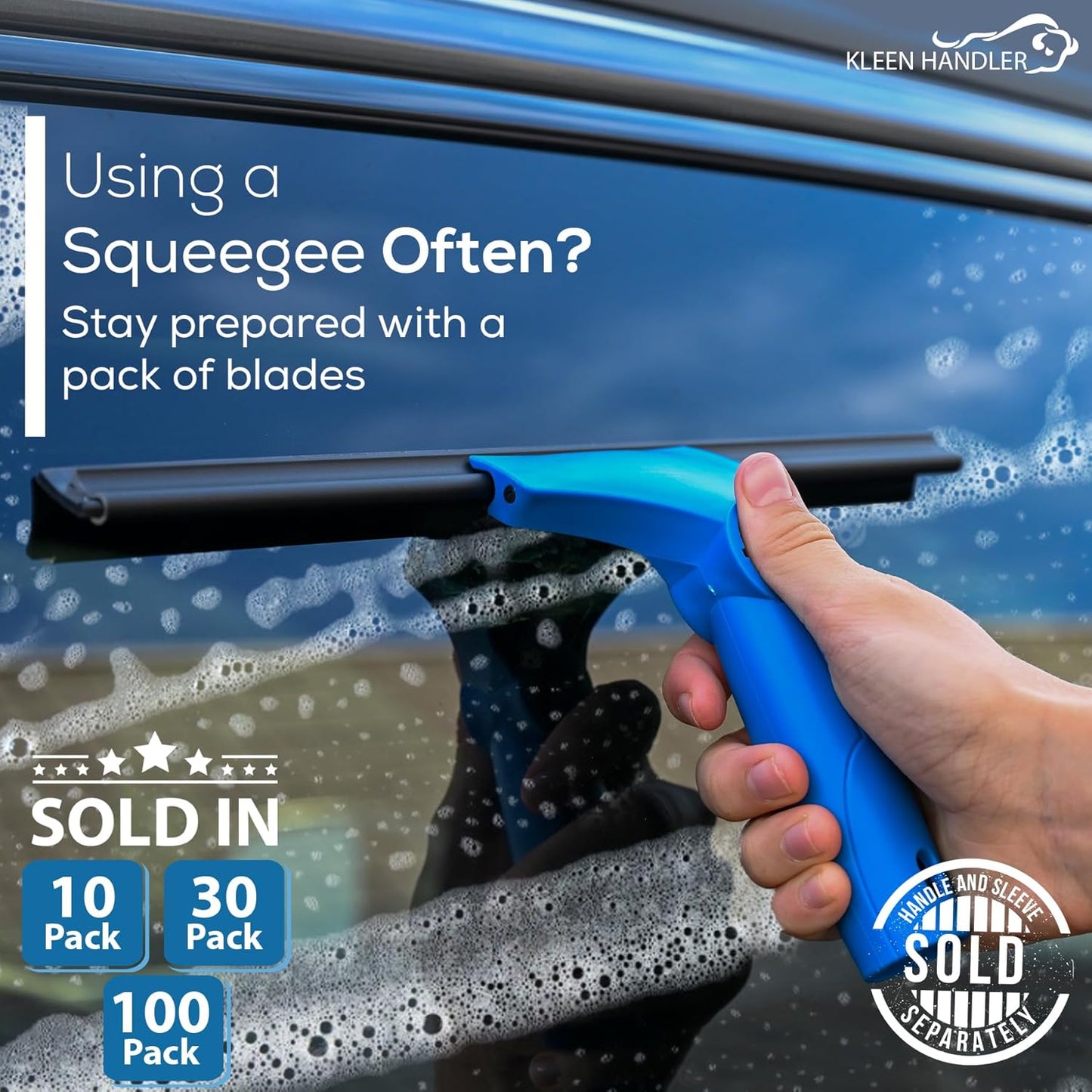 Kleen Handler 14” Window Washing Squeegee Blades, Pack of 10, Replacement Blades for Squeegee Cleaning Tool