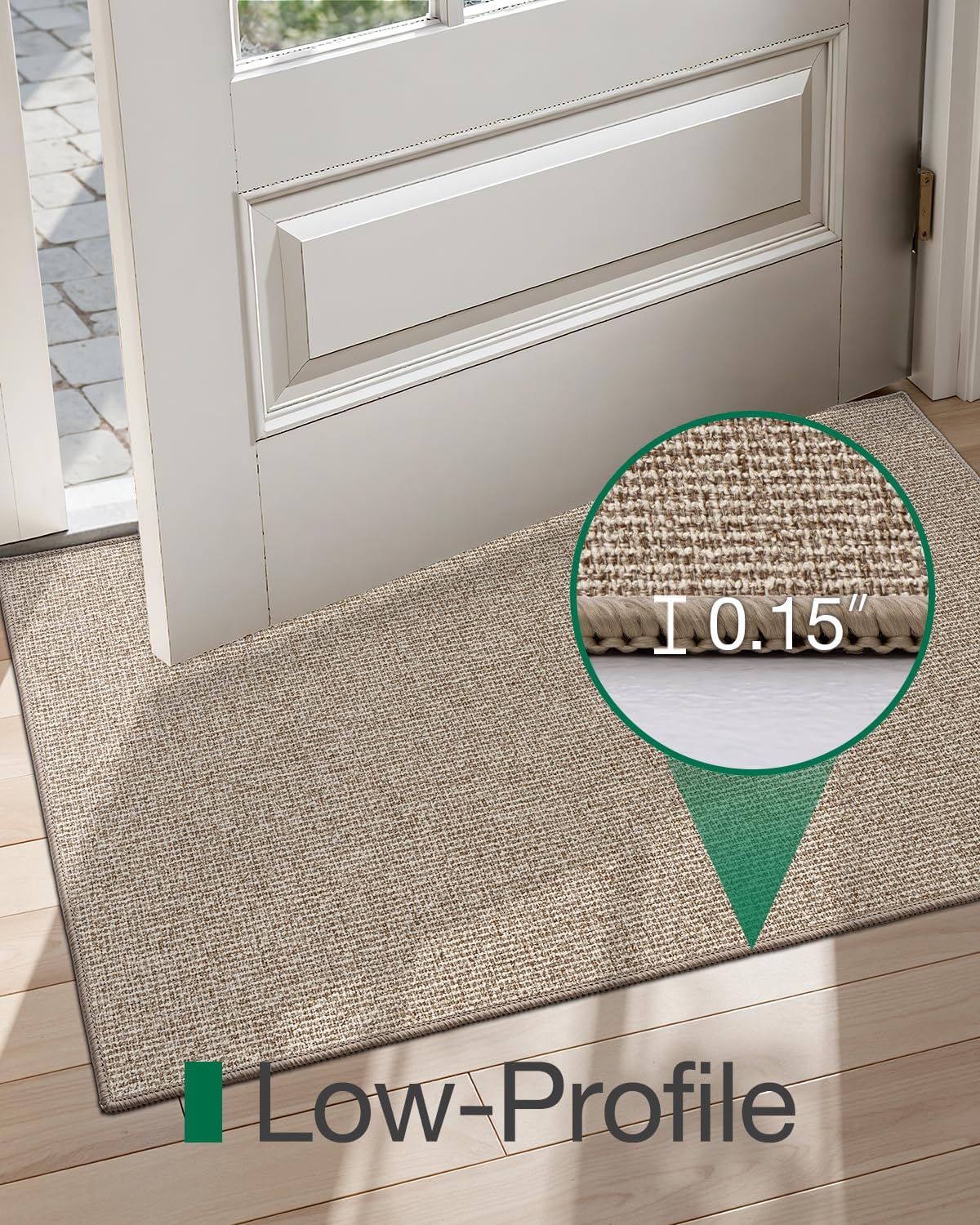 LUMI Indoor Door Mat 36"x56", Ultra Thin Low Profile Non-Slip Doormat for Home Entrance, Absorbent & Stain-Resistant Welcome Mats, Washable Entryway Mat for Front Door, Patio, Porch, Khaki
