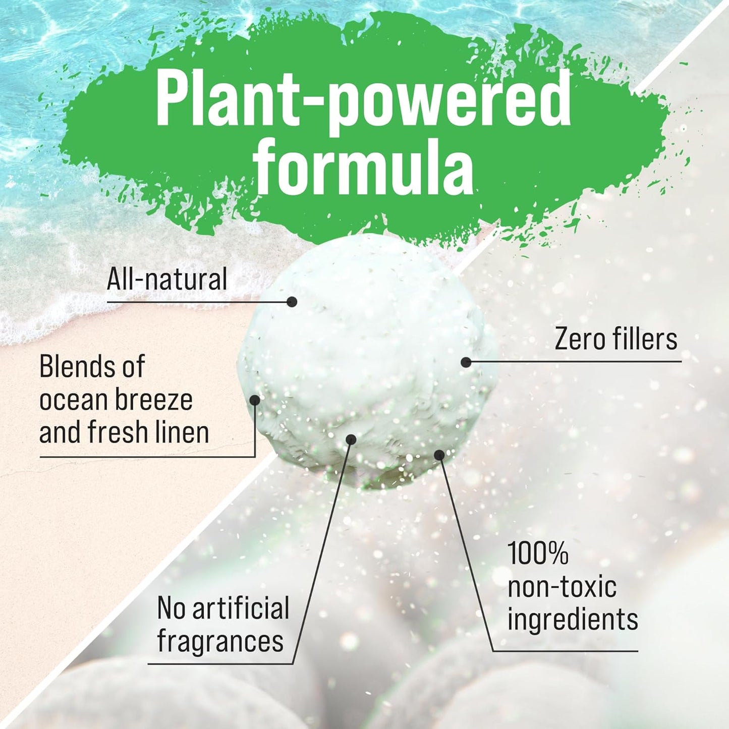 Rockin' Green Classic Rock Laundry Detergent (90 Loads), Plant based, All Natural Laundry Detergent Powder, Vegan and Biodegradable Odor Fighter, Safe for Sensitive Skin, 45 oz (AC/DSea Breeze)