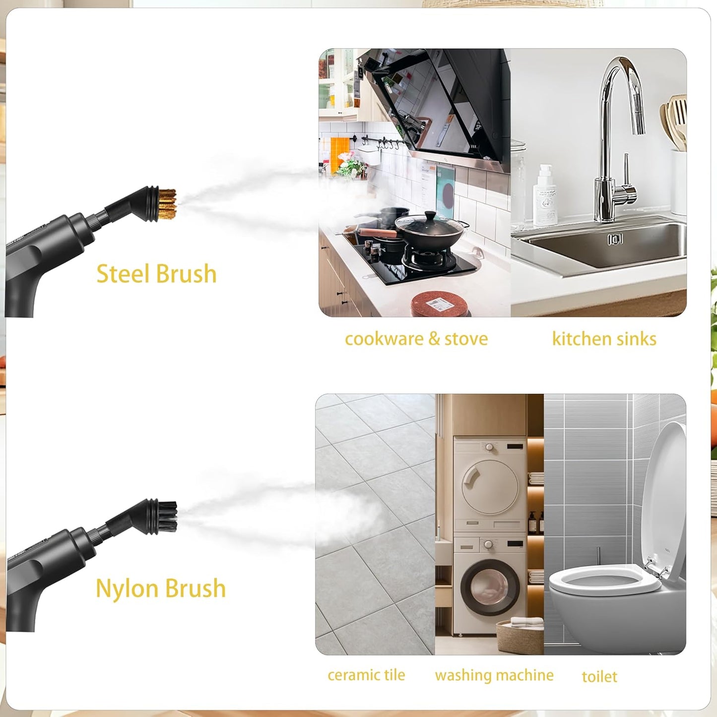 Steam Cleaner Handheld, Portable Steamer Cleaner, 9pcs Fast Heating, 2500W Steamer for Home, Kitchen, Car Details, Window, Grout, Toilet.