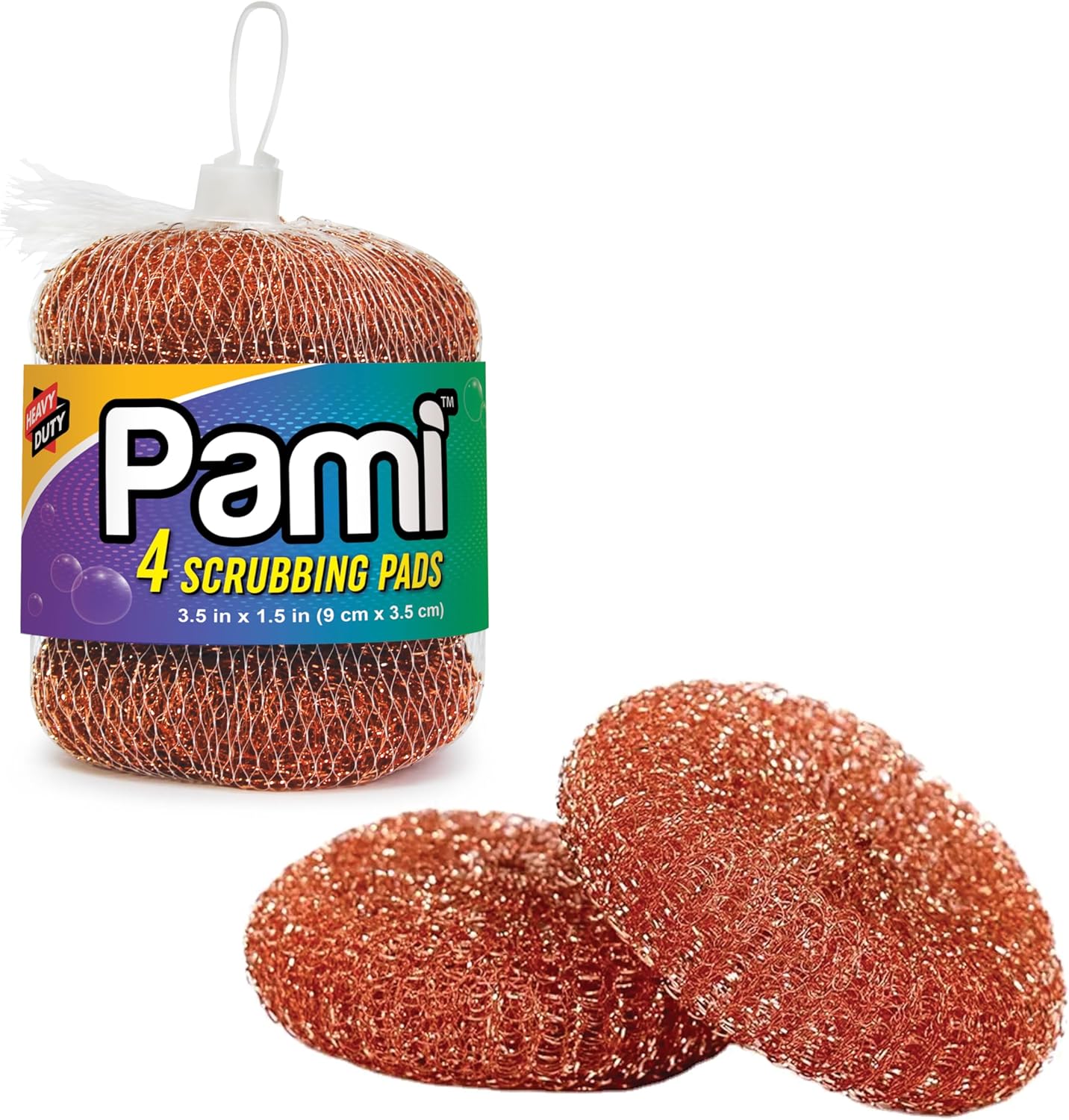PAMI Heavy Duty Non Scratch Copper Scrubbers for Pots and Pans, Copper Wool Scrubber, Reusable Scouring Pads, Pack of 4