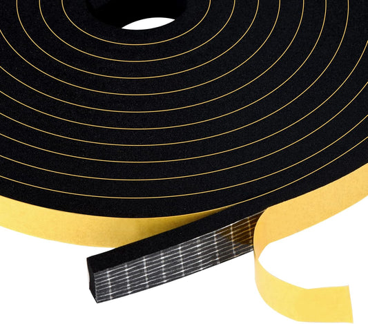 Weather Stripping Door Seal Strips 1/2 in x 1/4 in, Strong Adhesive Foam Insulation Tapes, Soundproof Weatherstrips for Windows Sliding Doors, 2 Rolls Total 52Ft