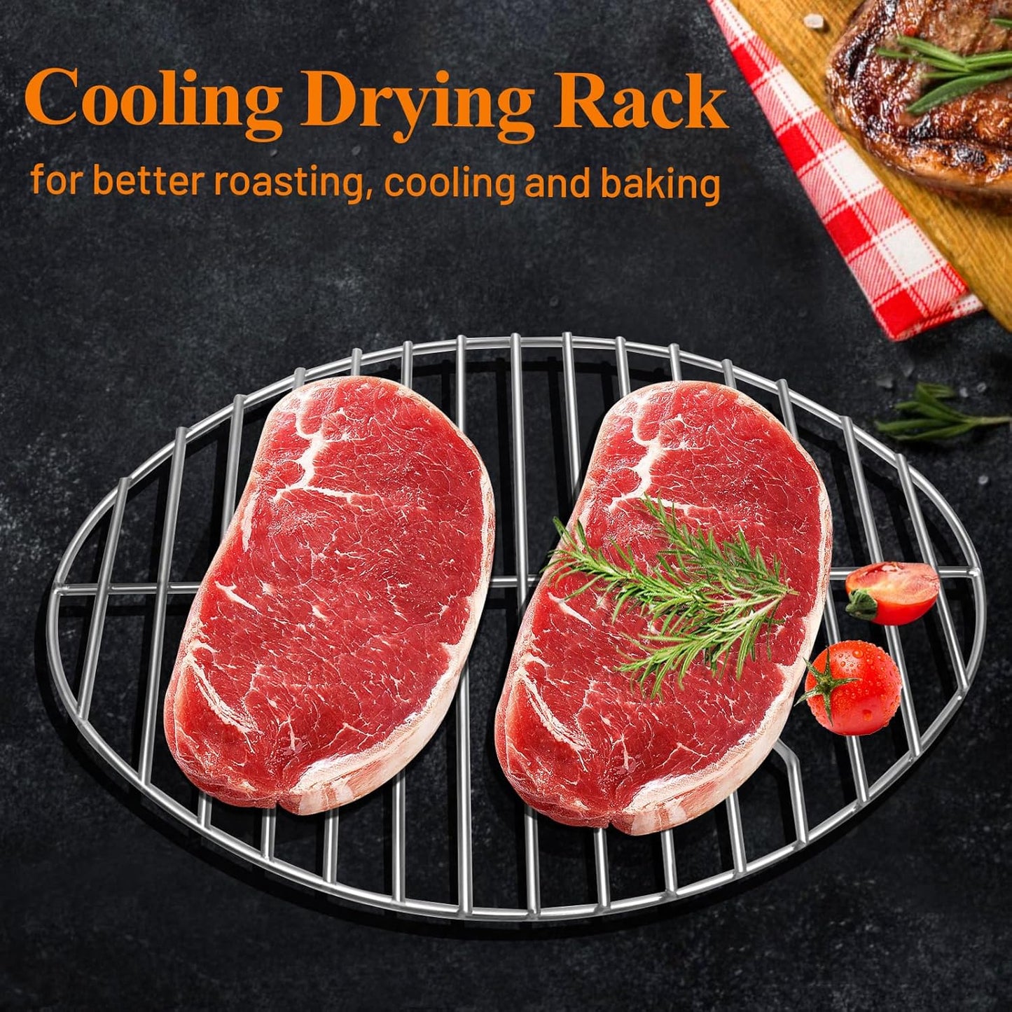 12inch Oval Roasting Rack for Oven, Gifts for Mom Men Wife, Stainless Steel Cooling Rack, Non-Stick Wire Rack for Cooking, Grilling, Drying