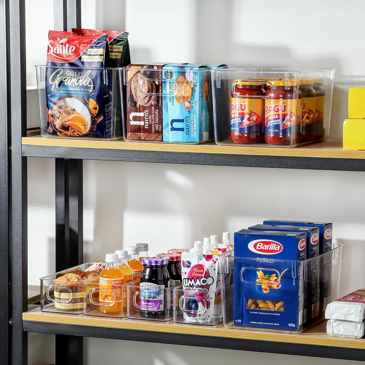 Set Of 8 Clear Pantry Organizers Bin, 4 Large and 4 Small Stackable Organizing Bins for Pantry, Kitchen and Cabinet Organizer