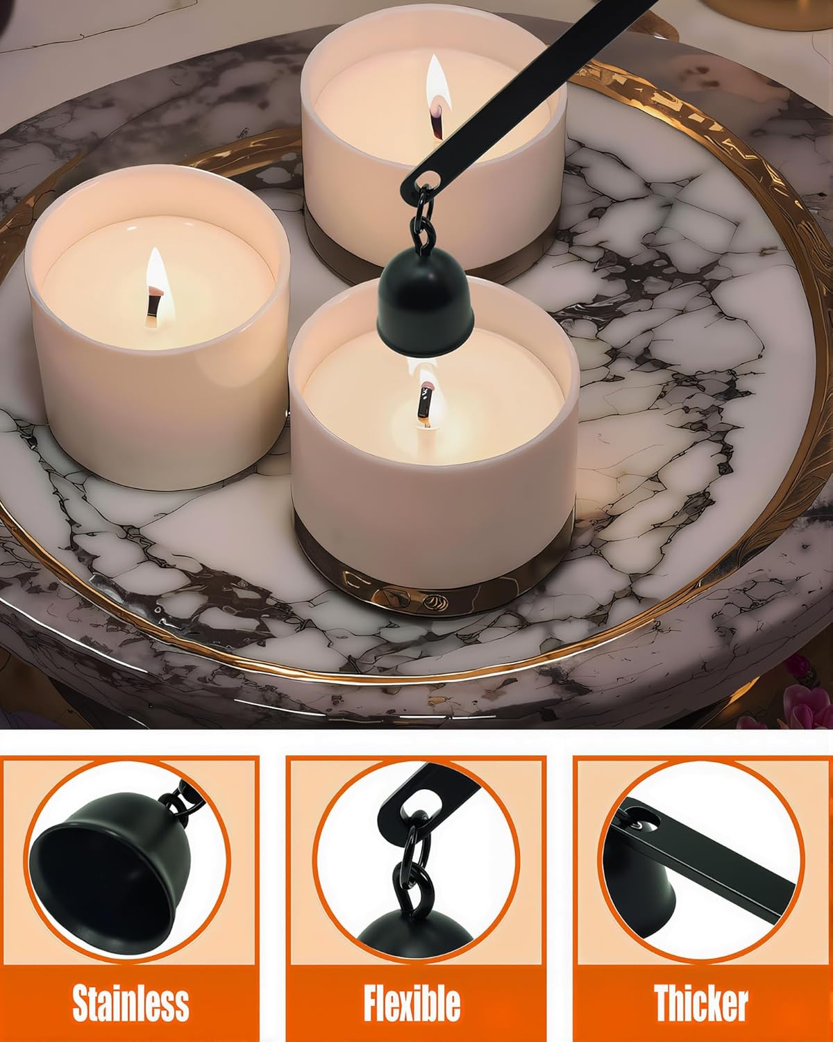 5 in1 Candle Accessory Set with Rechargeable Candle Lighter, Candle Wick Trimmer, Candle Wick Snuffer, Candle Wick Dipper, Storage Tray Plate, Candle Care Kit (Matte Black)