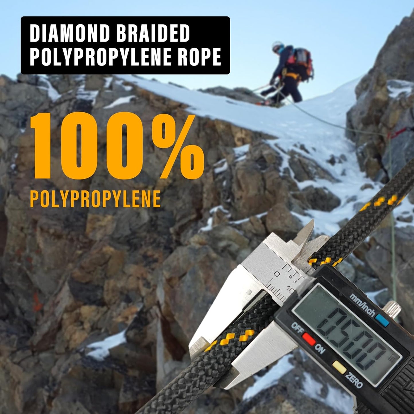 Diamond Braided Polypropylene Rope Nylon Rope Mix Thick Heavy Duty Ropes 1/2 inch 100ft High Strength Perfect for Clothesrope Camping Hiking and Other Outdoor Activities Black 100ft