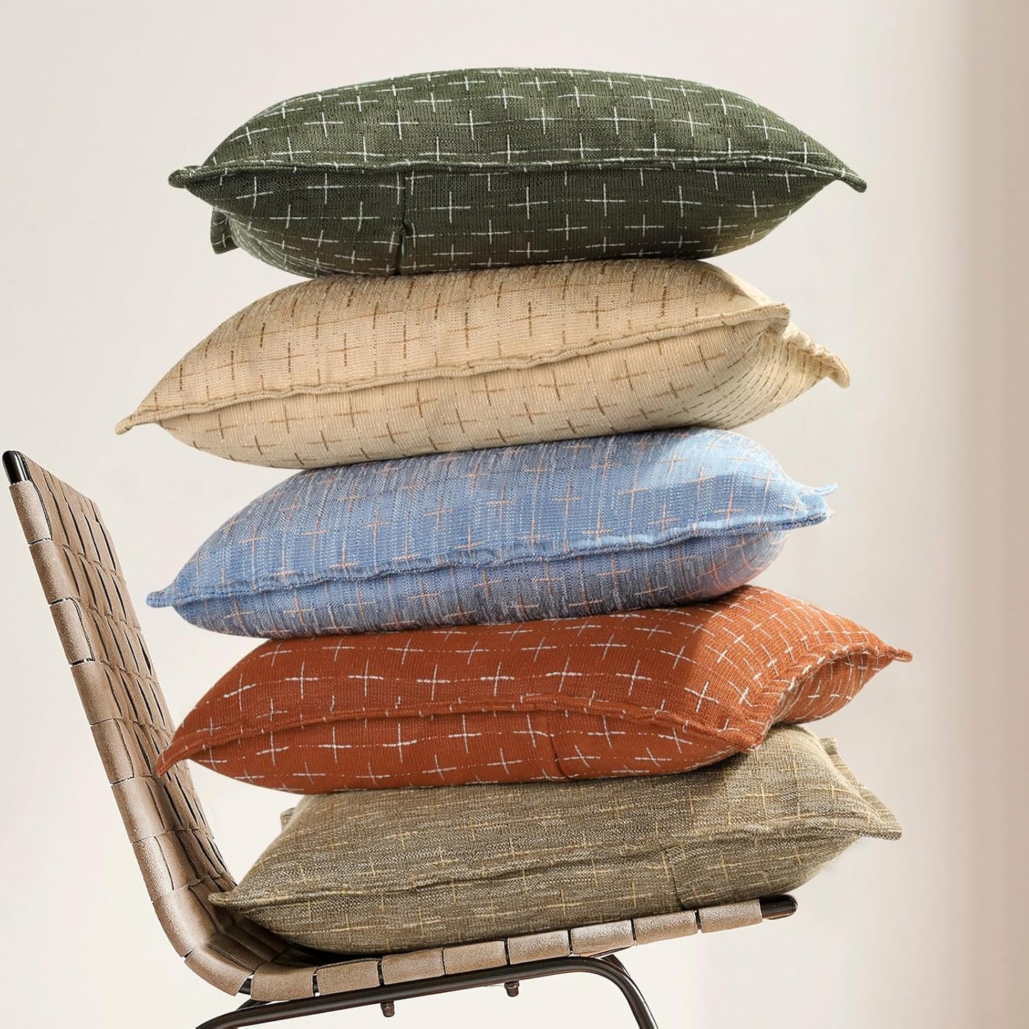 ZWJD Pillow Covers 20x20 Set of 2 Soft Polyester Textured Pillow Covers with Stylish Flange Edge Cozy Farmhouse Throw Pillows for Couch Bed Sofa Living Room