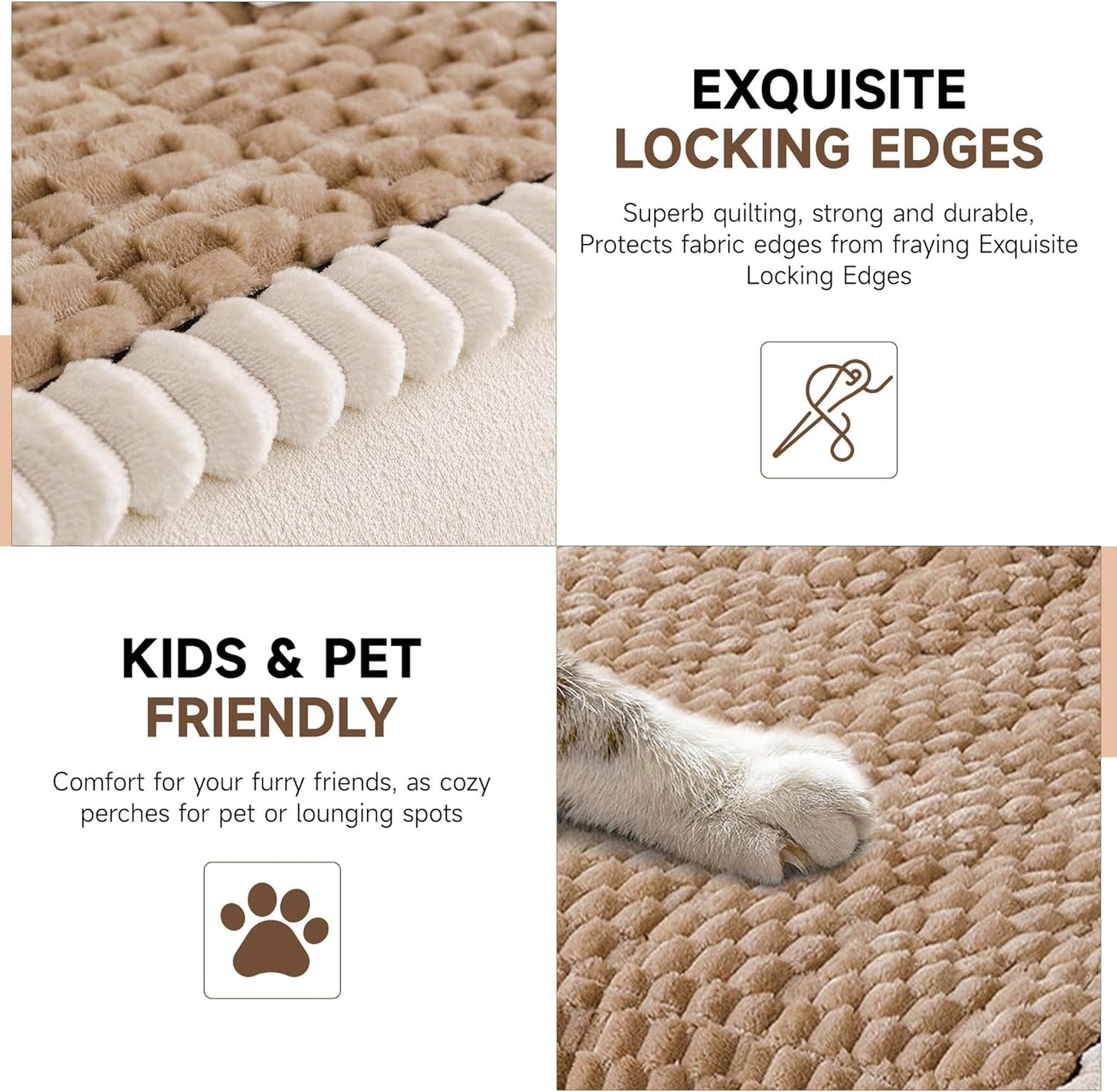OTOB Couch Cover for Dogs Washable All Seasons, Non Slip Fuzzy Pet Couch Covers Sofa Slipcovers Cushion Mat, Plush Soft Cozy Kids Pet Friendly Furniture Protector (Coffee, 23.6" x 47.2")
