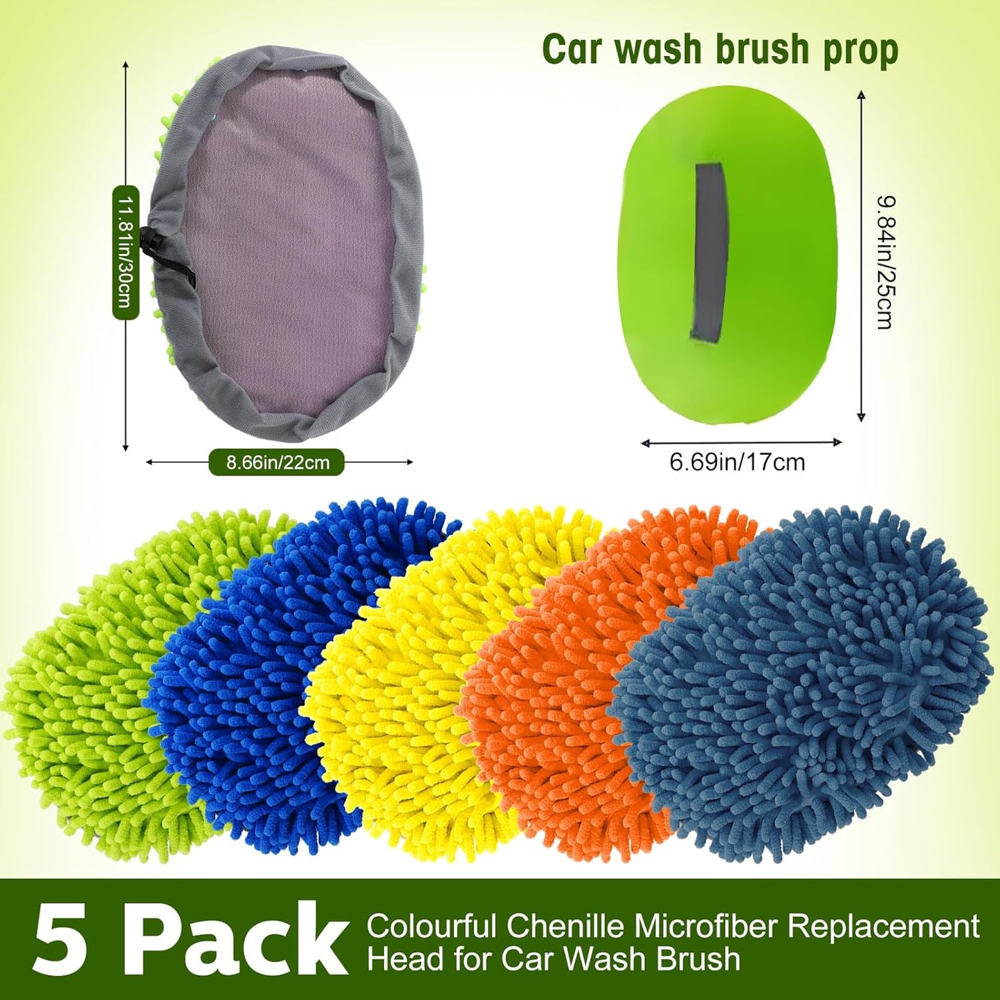 Layhit 5 Pcs Car Wash Mitt Set, Brush Not Included, Microfiber Mitt Cleaning Car Truck Washing Tools Kit RV Pickup Chenille Scratch Replacement(Multicolor)