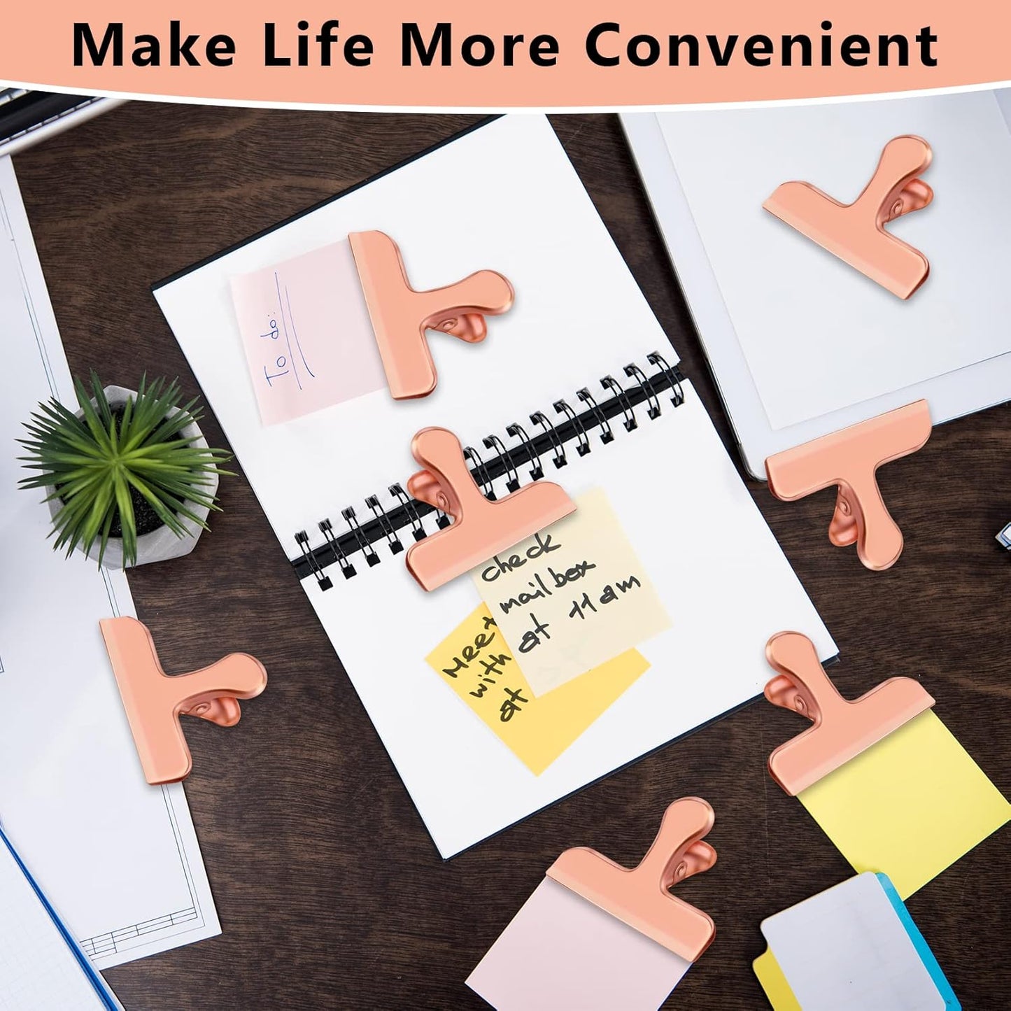 FINDMAG 8 Pack Chip Clips Food Bag Clips Heavy Duty Food Bag Clamp, 3 Inch Wide Stainless Steel Chip Metal Hinge File Clamps