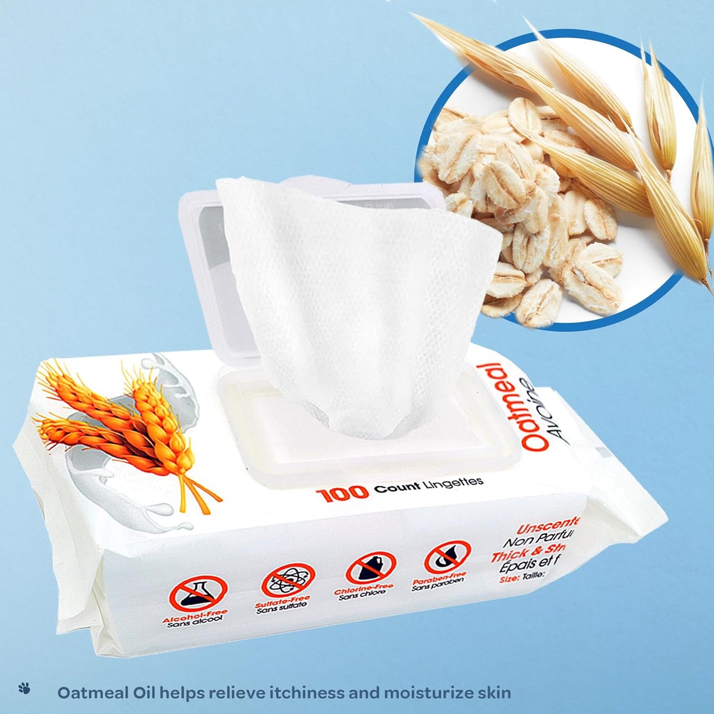 Best Pet Supplies Pet Wipes for Dogs - Dog Wipes Cleaning Deodorizing, or Coats, Ears, Paws - Soothing Oatmeal, 100 Count