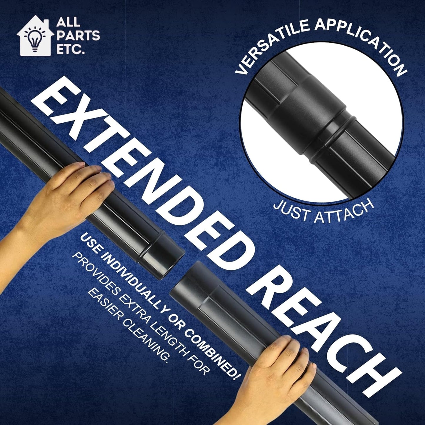 2.5 Inch Vacuum Extension Wands 19" Long for Shop Vac, Rigid, Vacmaster, Workshop & More | 2-Pack Wet or Dry Hose Extension, Compatible with 2 1/2" Vacuum Attachments and Accessories