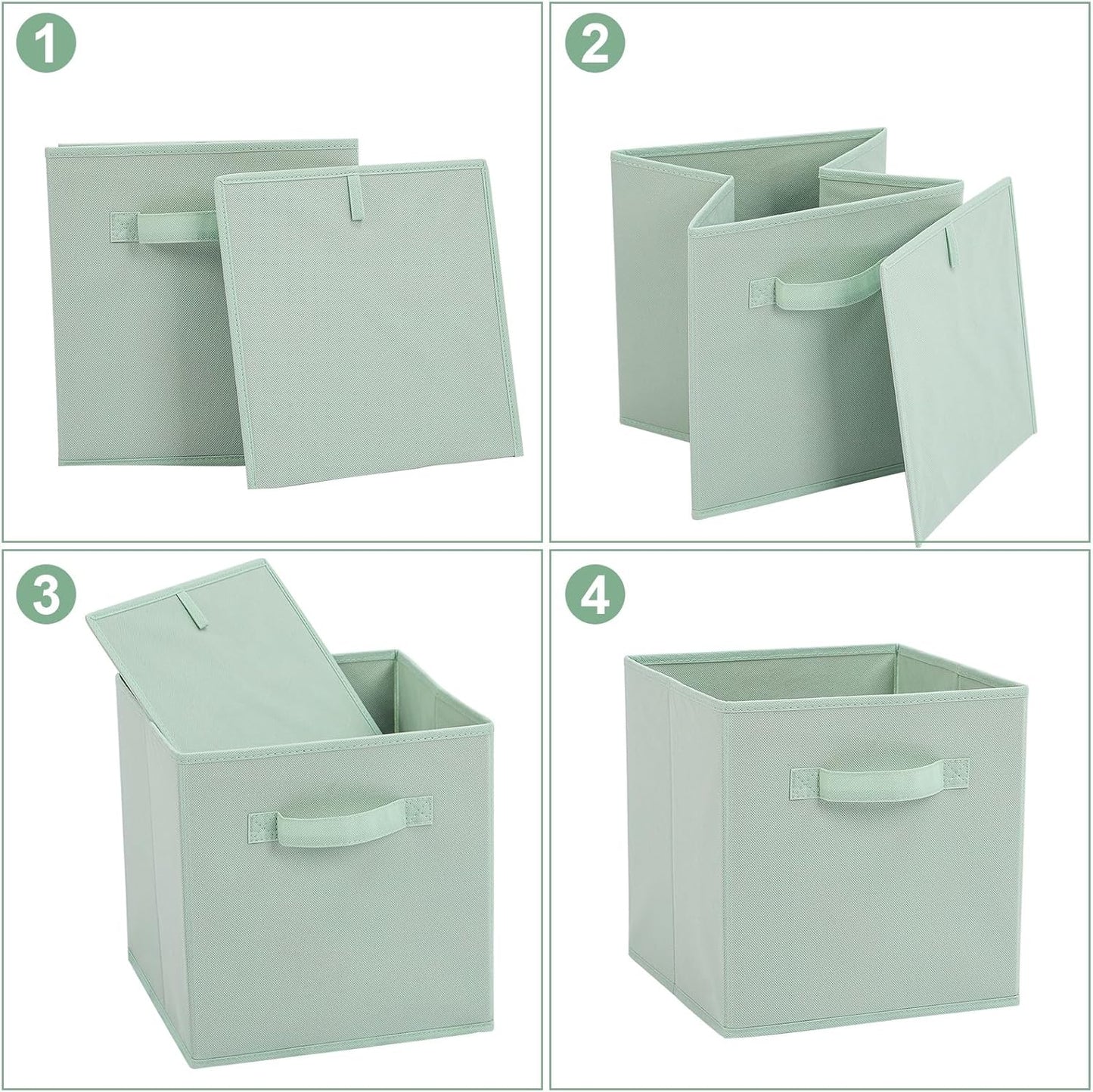 Stero Fabric Storage Bins 6 Pack Fun Colored Durable Storage Cubes with Handles Foldable Cube Baskets for Home, Kids Room, Closet and Toys Organization Cyan, Green, Yellow