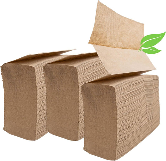 Brown Unbleached Z-Fold Paper Towels – 1000ct | Commercial Multifold Paper Towels for Dispenser | All-Natural, Bleach-Free, Tri-Fold Recycled Disposable Hand Towels for Bathroom & Kitchen Use