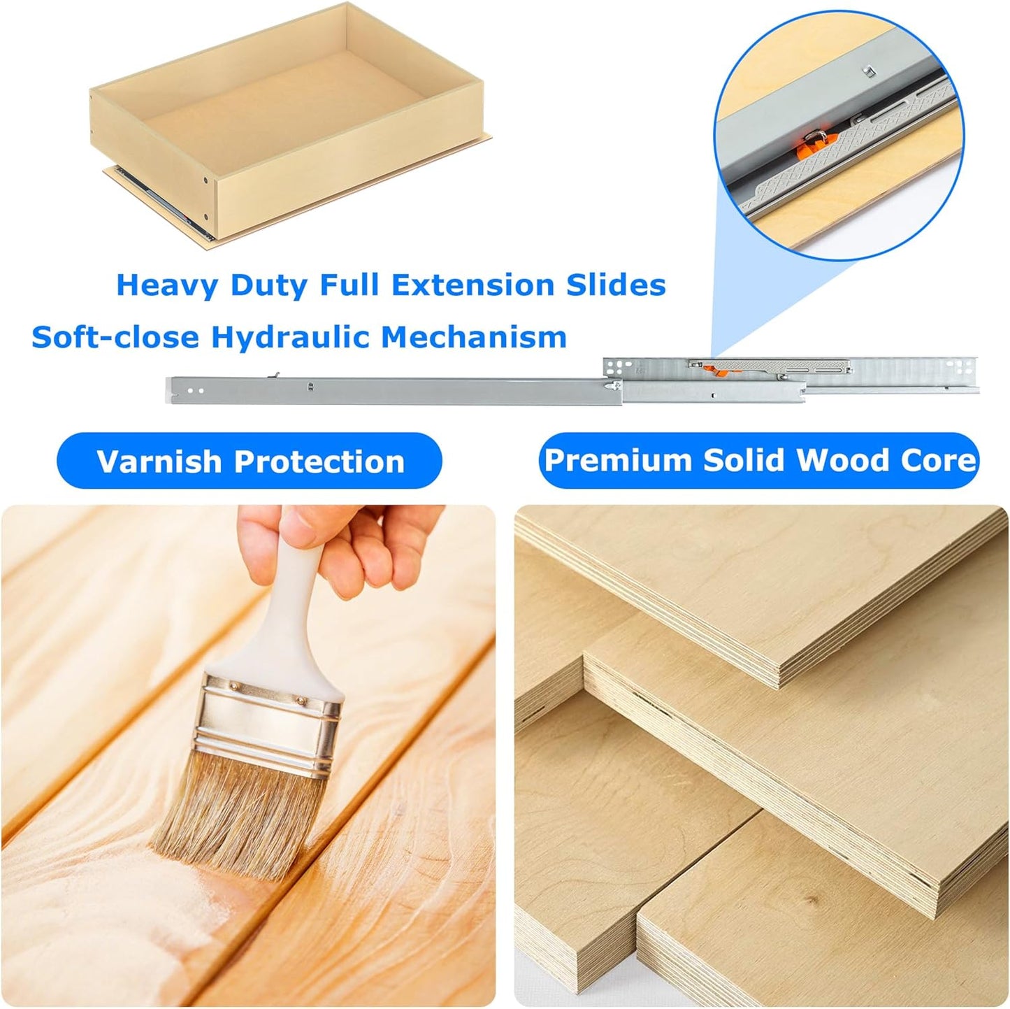 WelFurGeer Soft Close Pull Out Drawers for Cabinets, 26" W x 22" D Pull Out Cabinet Organizer, Cabinet Roll Out Drawers, Heavy-Duty Pull-Out Cabinets Drawer for Home & Kitchen Organization