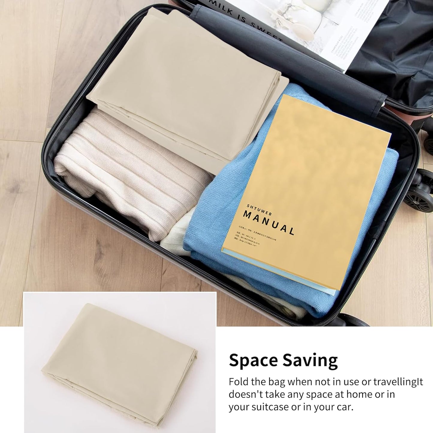 ZPECC Travel Laundry Bag 24 Pack,Bulk Extra Large Heavy Duty Bags, Durable Dirty Clothes Organizer With Drawstring, Fit a Basket or Hamper (40" X 30",Khaki)