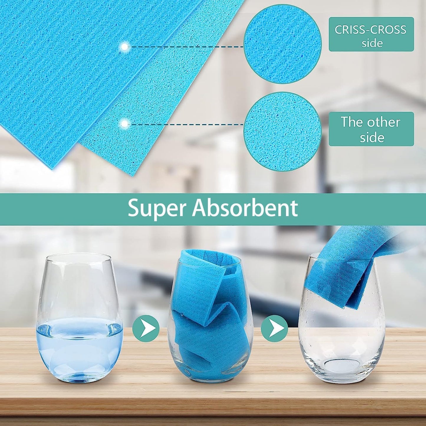 HOMEXCEL Swedish Dishcloths for Kitchen 20 Pack, Sponge Dish Cloth for Counters & Washing Dishes, Reusable and Absorbent Paper Towels, 3 Colors Assorted