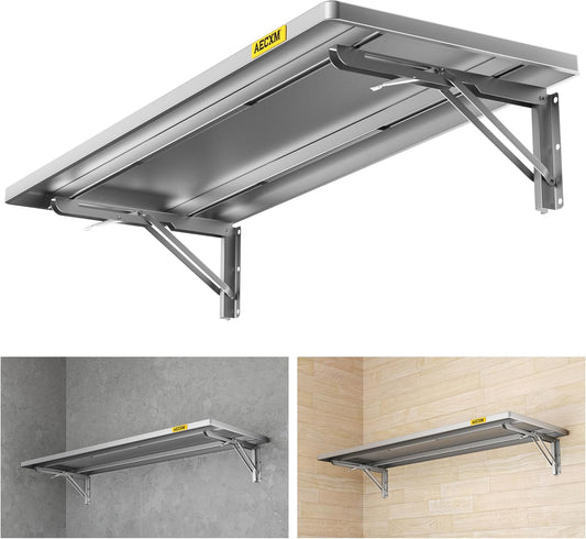 1.2x3ft Adjustable Rail Type Folding Storage Rack Shelf, Suitable for Garage, Storage Room, Kitchens Wall Shelf Garage Storage Rack Floating Shelves, Folding Panels (1pc-Silver Gray)