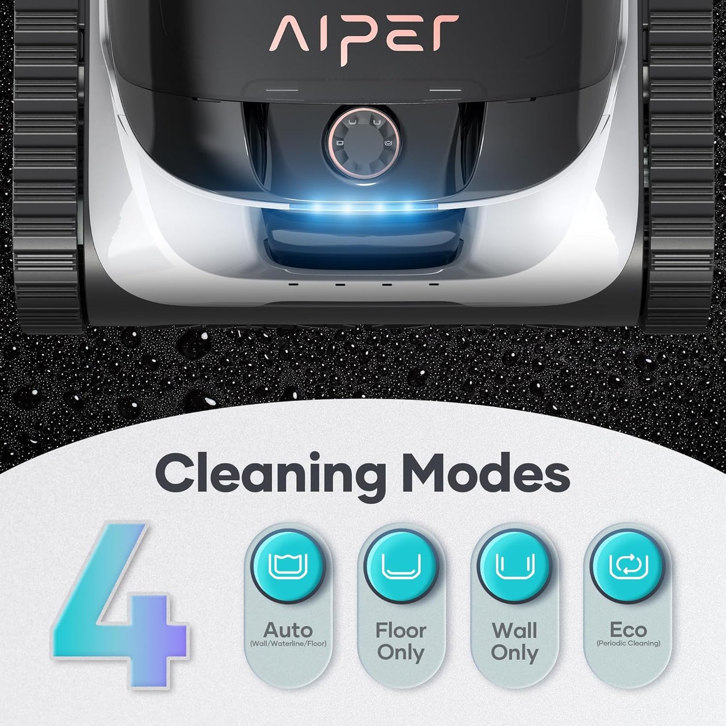 AIPER Scuba N1 Cordless Robotic Pool Cleaner, Wall & Waterline & Floor Cleaning, Smart Navigation, Superior Mobility, Four Cleaning Modes for Inground Pools up to 1600 sq.ft (Renewed)