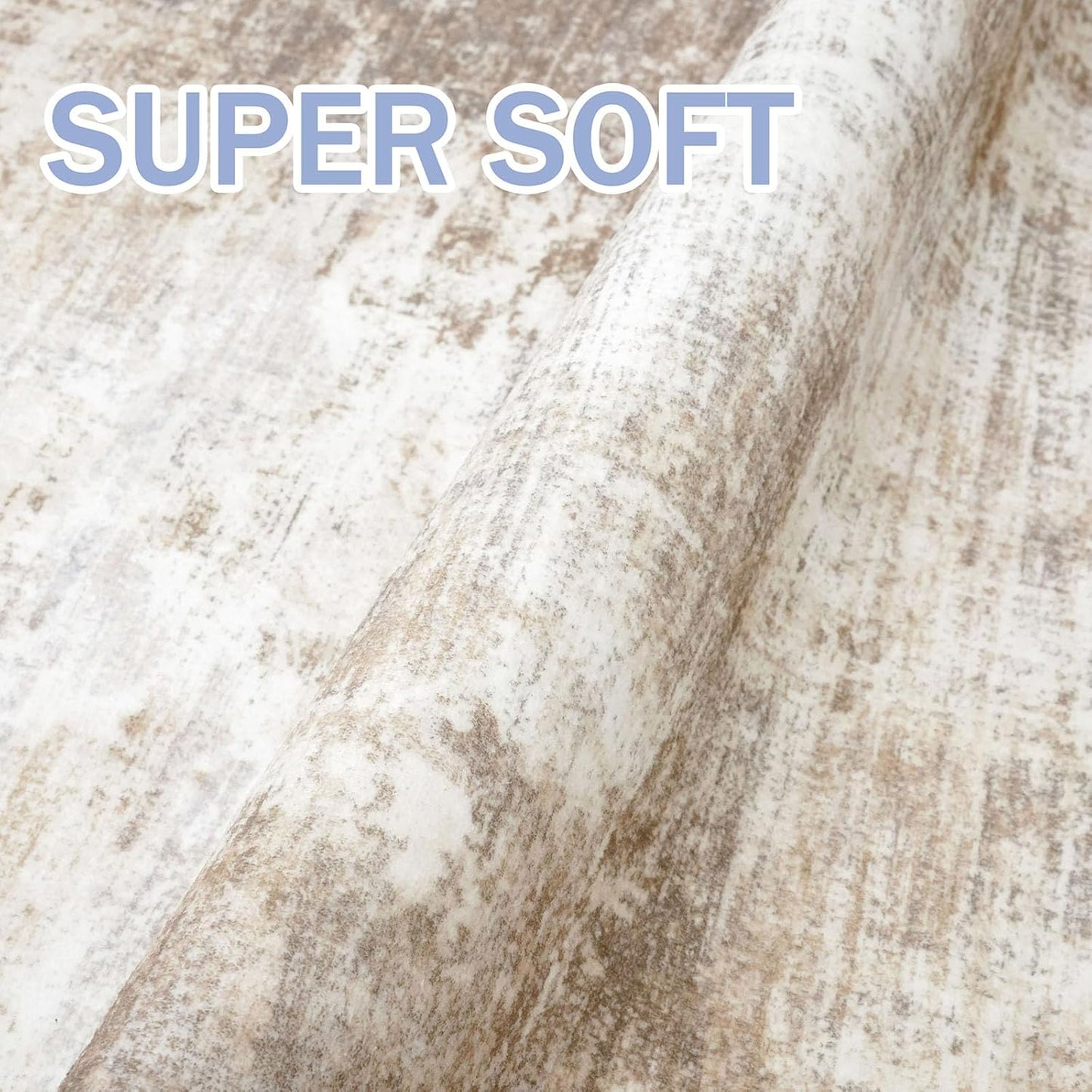 IOHOUZE Abstract Runner Rug 3x20 Ft Extra Long Washable Runners for Hallways, Non Slip Kitchen Runner Printed Faux Wool Entryway Runner Indoor, Modern Abstract Floor Carpet for Hall Stair, Beige Brown