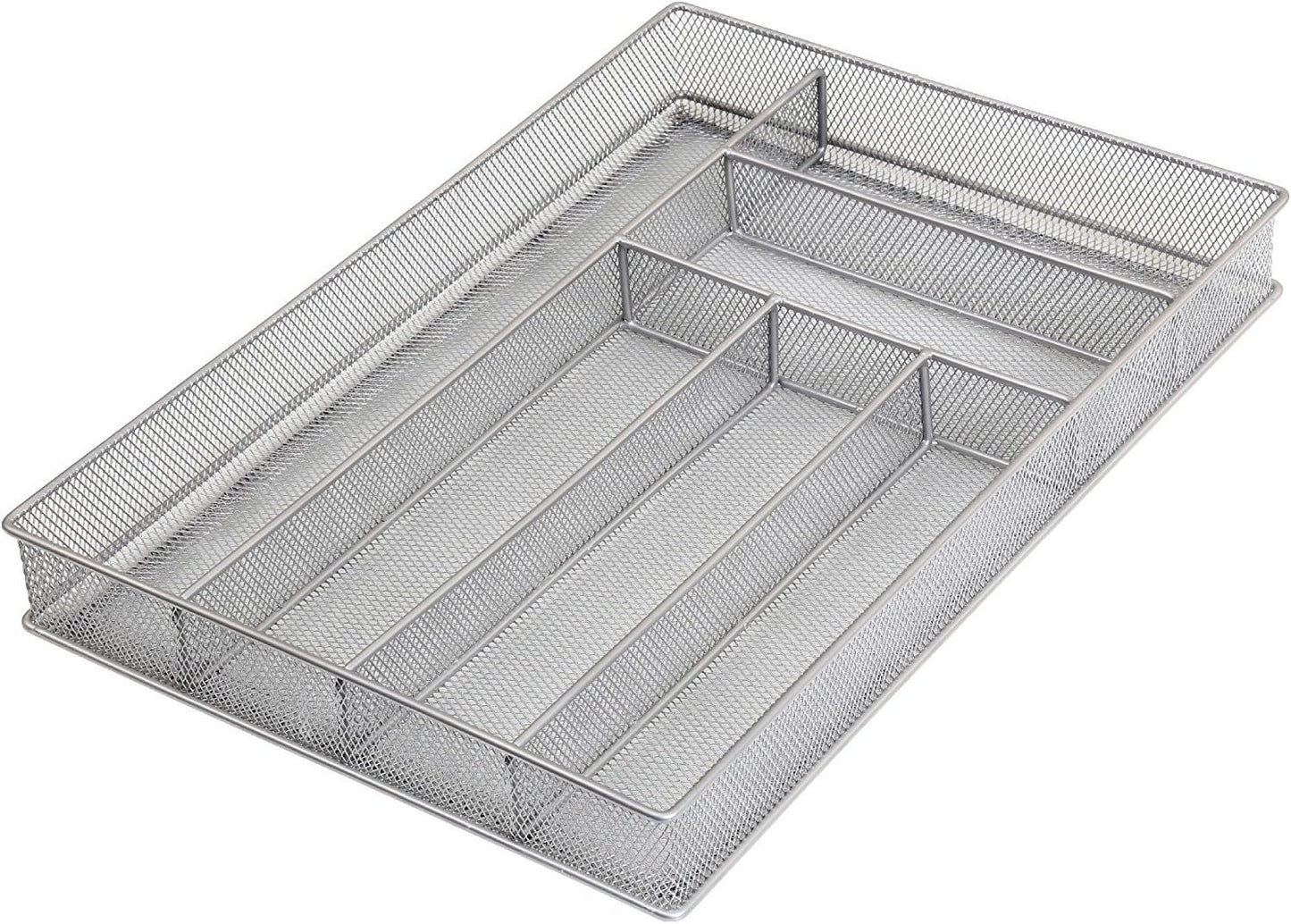 YBM Home Metal Silverware Organizer for In-Drawer Cutlery Storage, 6 Compartment Mesh Cutlery Flatware Tray Sorts Kitchen Utensils, Great for Office Supplies 1132s