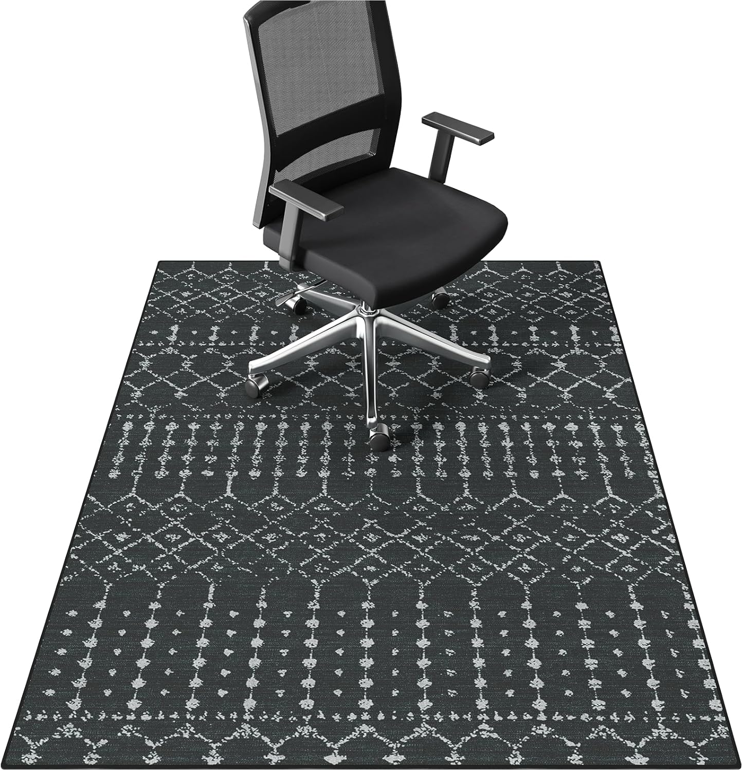 Office Chair Mat for Hardwood & Tile Floors, 55" x 36" Desk Chair Mat, Non-Slip Floor Protector for Rolling Chairs, Machine Washable Area Rug for Home Office, Black
