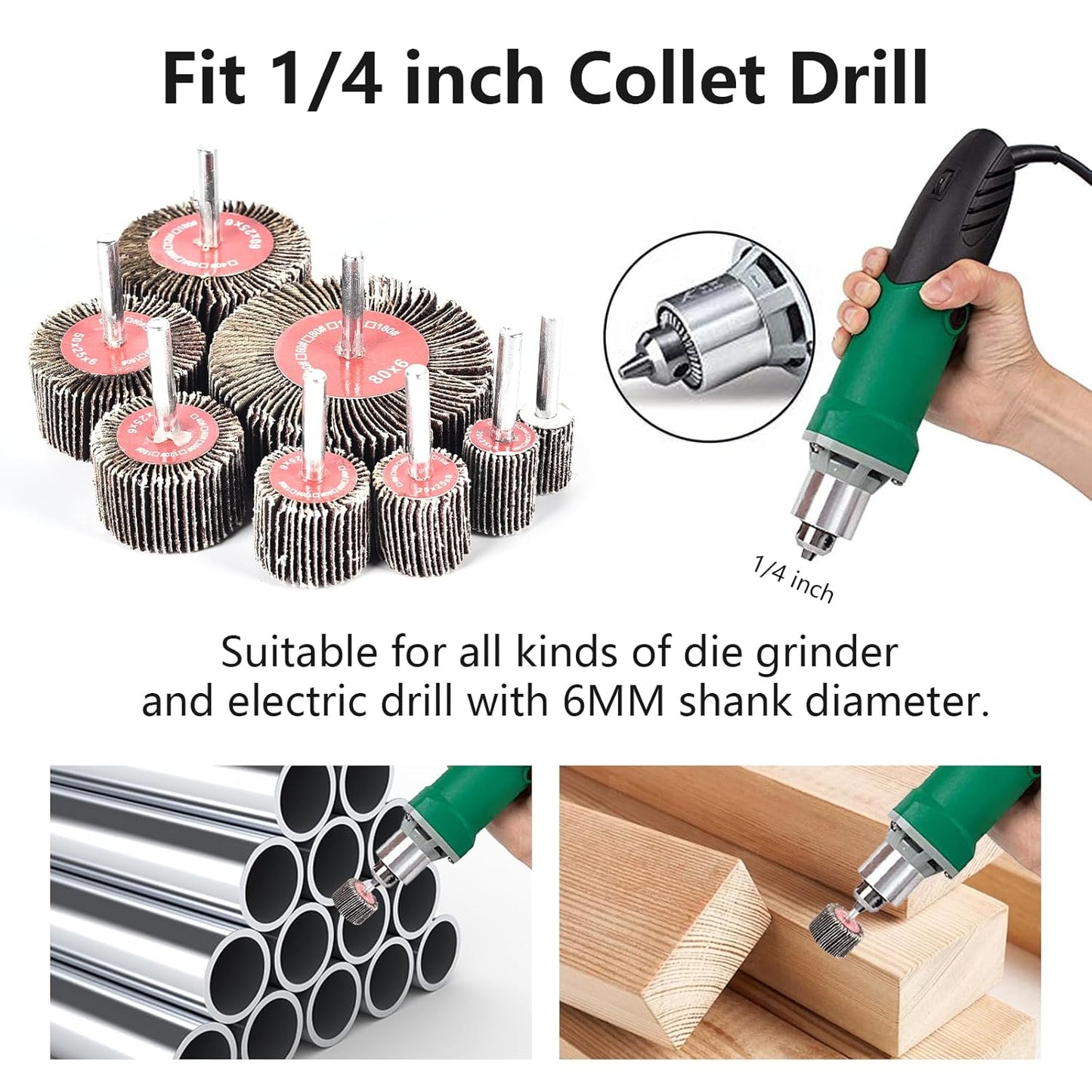 24Pcs Abrasive Flap Wheel Sander Set 80 Grit Sanding Flap Wheels Abrasive Flap Wheel Set 1/4" Shank Sanding Paper Polishing Wheel Die Grinder Flap Wheel for Grinding, Polishing, Deburring