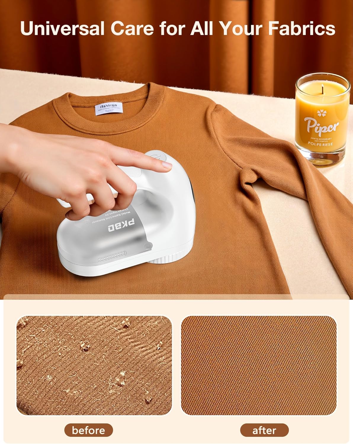 IPX6 Waterproof Washable Electric Fabric Shaver and Lint Remover, Rechargeable Sweater Defuzzer with 3 Free Extra Blades, Quickly and Effectively Remove Fluff, Fuzz, Bobbles for Clothes, White