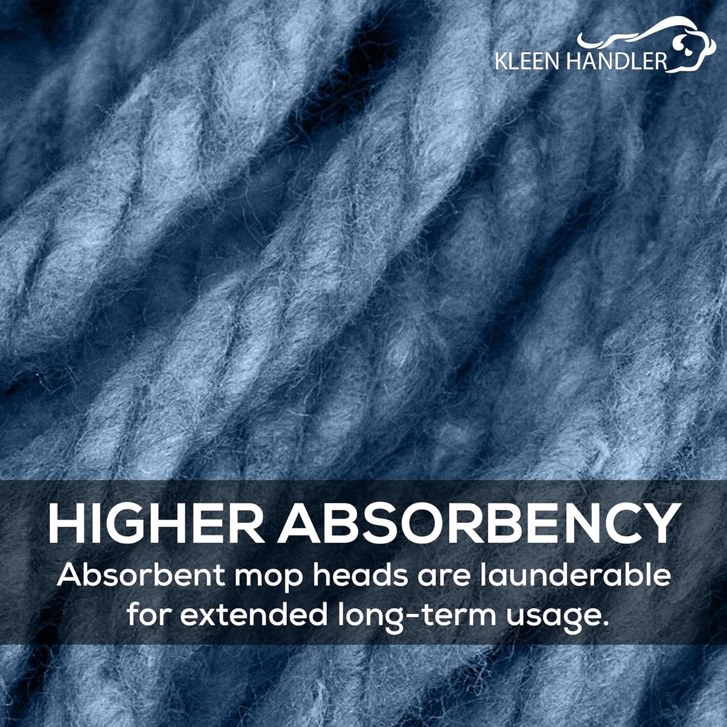 KLEEN HANDLER General Cleaning Mop Heavy Duty Commercial Replacement, Wet Industrial Blue Cotton Looped End String Head Refill (Pack of 3)