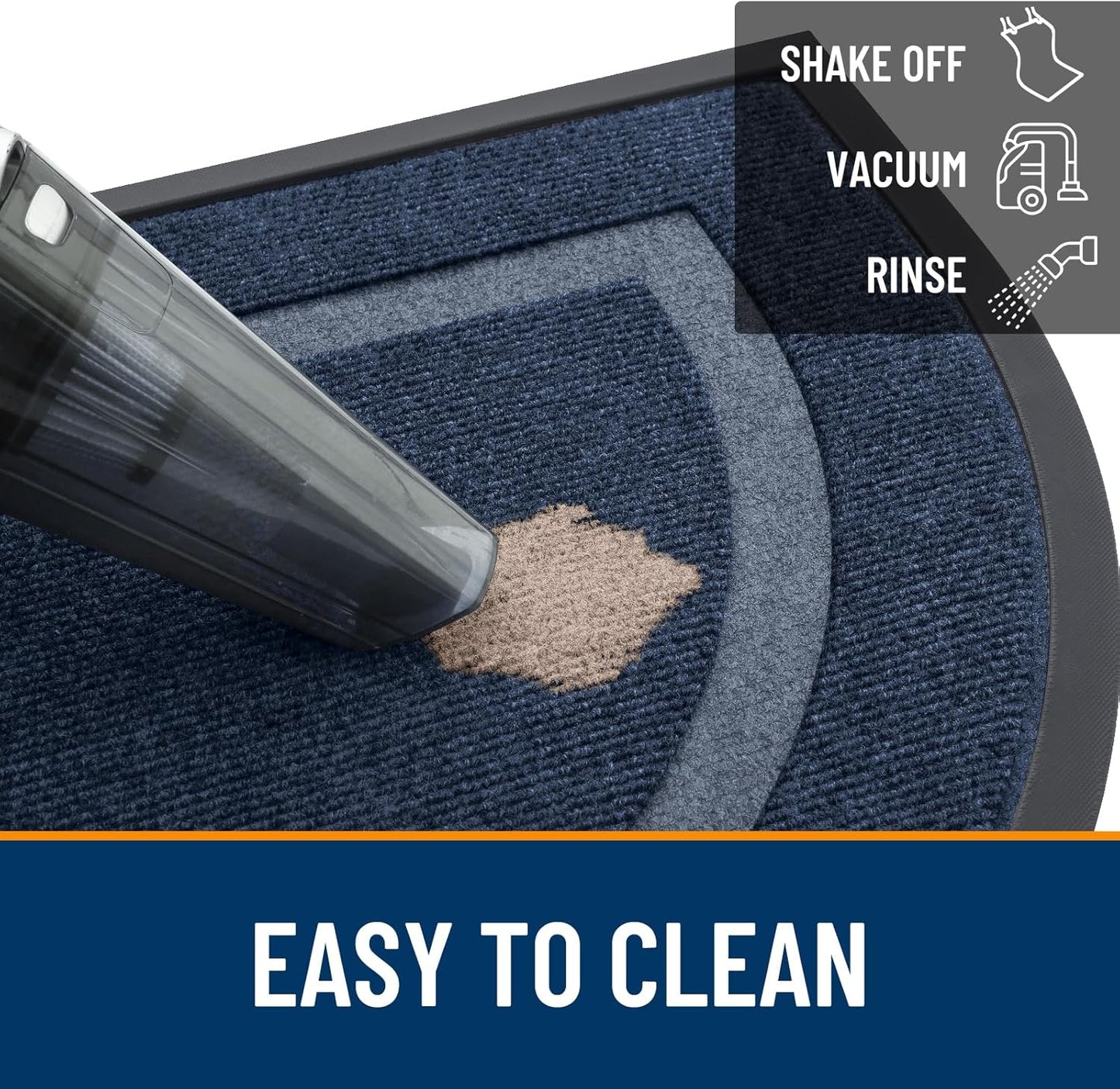 OLANLY Half Circle Door Mat Indoor Outdoor Entrance Welcome, Waterproof All-Season, All-Weather Doormat, Sturdy Natural Rubber, Low Profile, Easy Clean Patio Porch Entryway Mat, 71x47, Blue