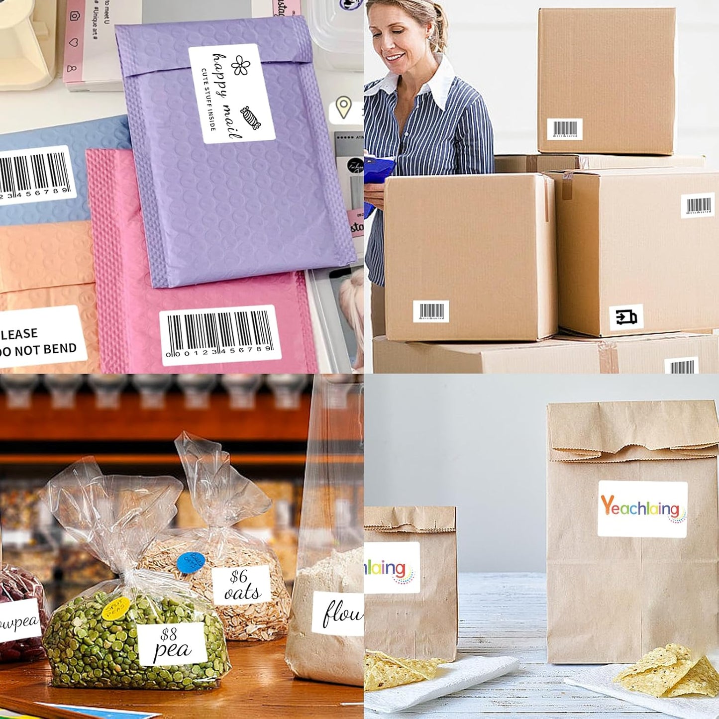 2×3 Inch White Removable Thermal Labels,Waterproof Thermal Label (300 Sheets per Roll,2 Rolls)