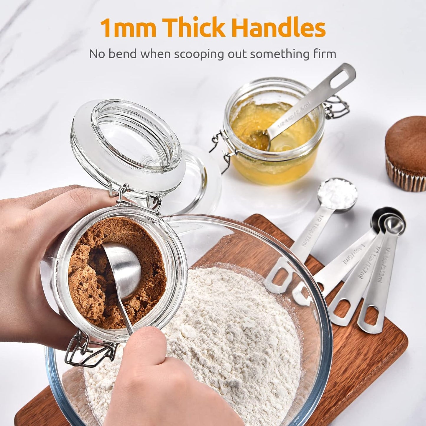 Measuring Spoons: U-Taste 18/8 Stainless Steel Measuring Spoons Set of 8 Piece: 1/8 tsp, 1/4 tsp, 1/3 tsp, 1/2 tsp, 3/4 tsp, 1 tsp, 1/2 tbsp & 1 tbsp Dry and Liquid Ingredients
