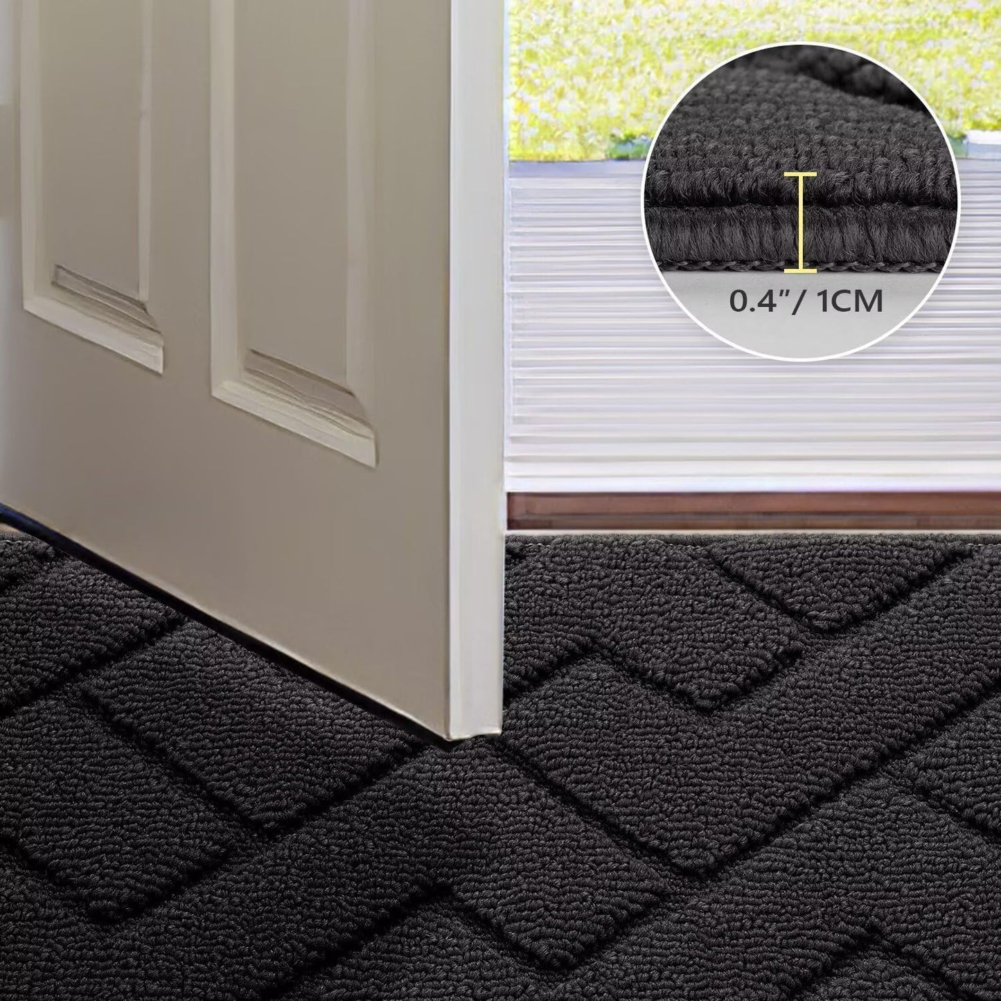 hicorfe Front Door Mat Indoor Entrance,20"x31.5" Absorbent Dirt Resist Welcome Door Mats,Stain and Fade Resistant,Non Slip Backing Entry Mat Doormat for Entryway(Charcoal)
