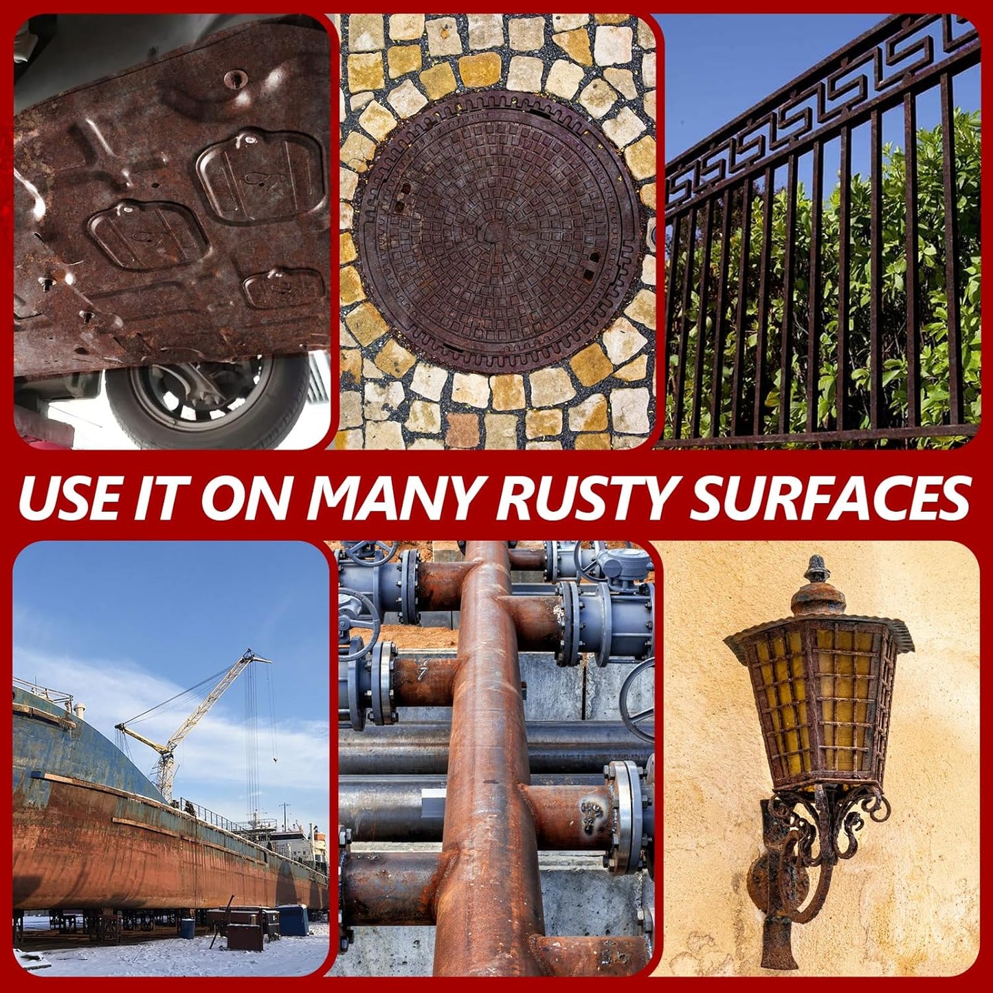 4-in-1 Rust Converter & Metal Primer, 34 Fl Oz Black Rust Inhibitor Paint for Metal, Automotive Rust Reformer, Industrial Grade Water Based, Heat Resistance & UV Resistant