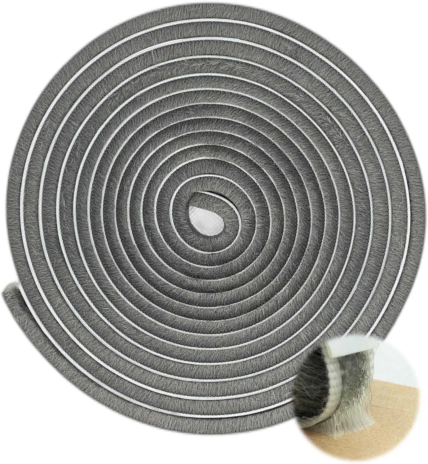 Weather Stripping Brush for Sliding Windows/Doors Frame Side,Pile Self Adhesive Weatherstrip Seal Strip Sealer Draft Stoppers (33ft x11/32 Backing x 3/16 Brush inch, Grey)