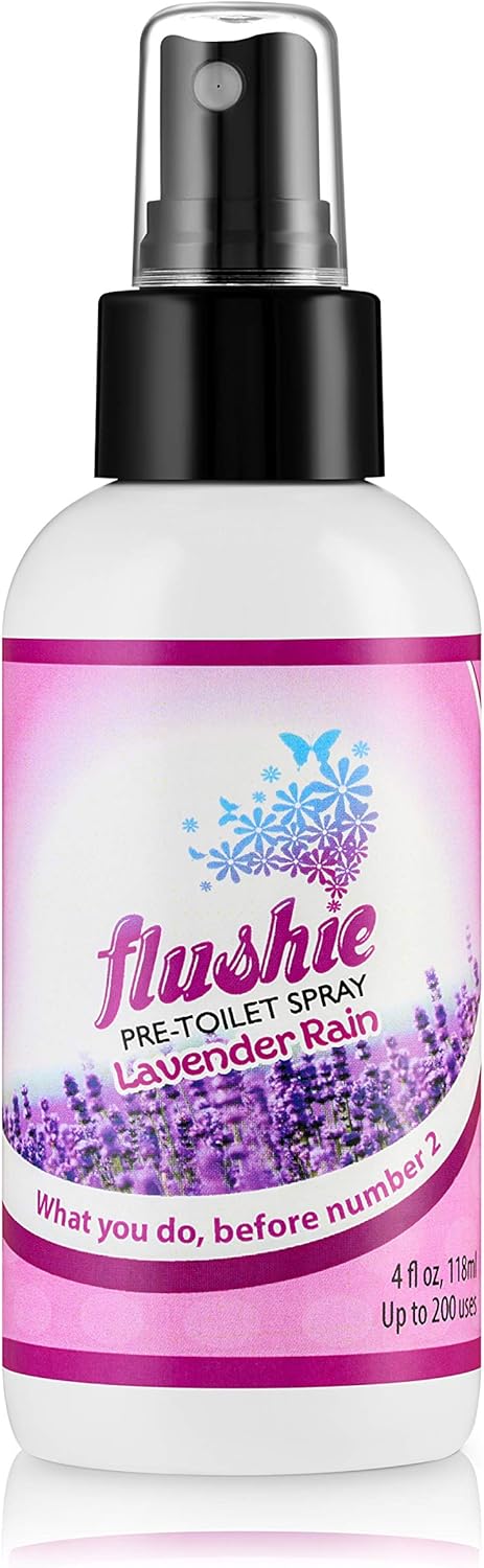 Flushie Pre-Toilet Spray for Poop Travel Size Toiletries Bathroom Spray for Poop Spray for Toilet Deodorizer Traveling Essentials Poop deodorizer Poop Odor eliminator 4oz (Lavender, 1 Pack)